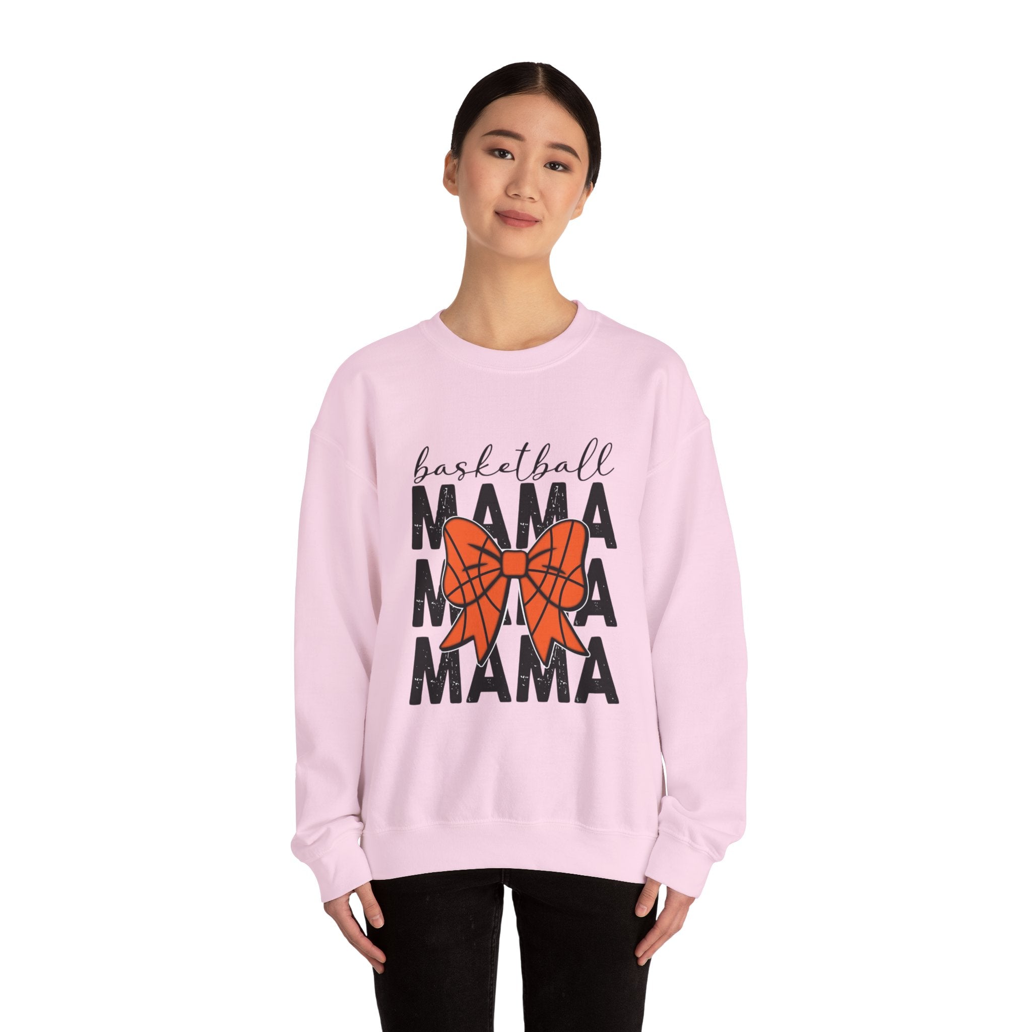 Basketball Mama Sweatshirt — Basketball Bow Mom Crewneck