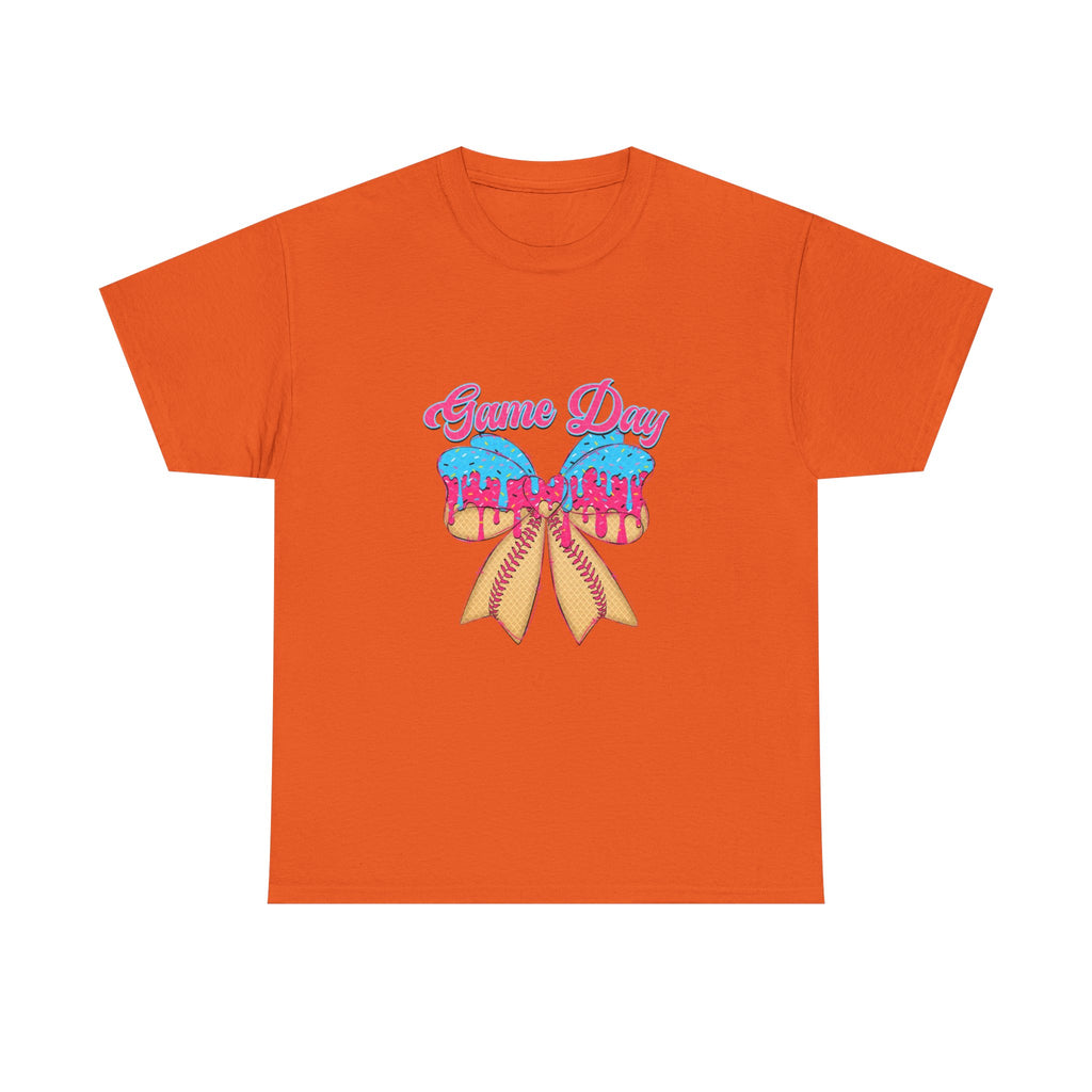 Game Day Cheer T-Shirt — Pink & Blue Pom Pom Cheerleading Tee