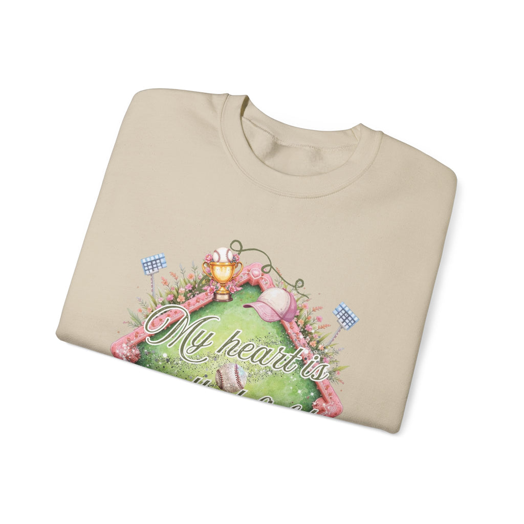Baseball Field Floral Sweatshirt — “My heart’s on that field” Crewneck