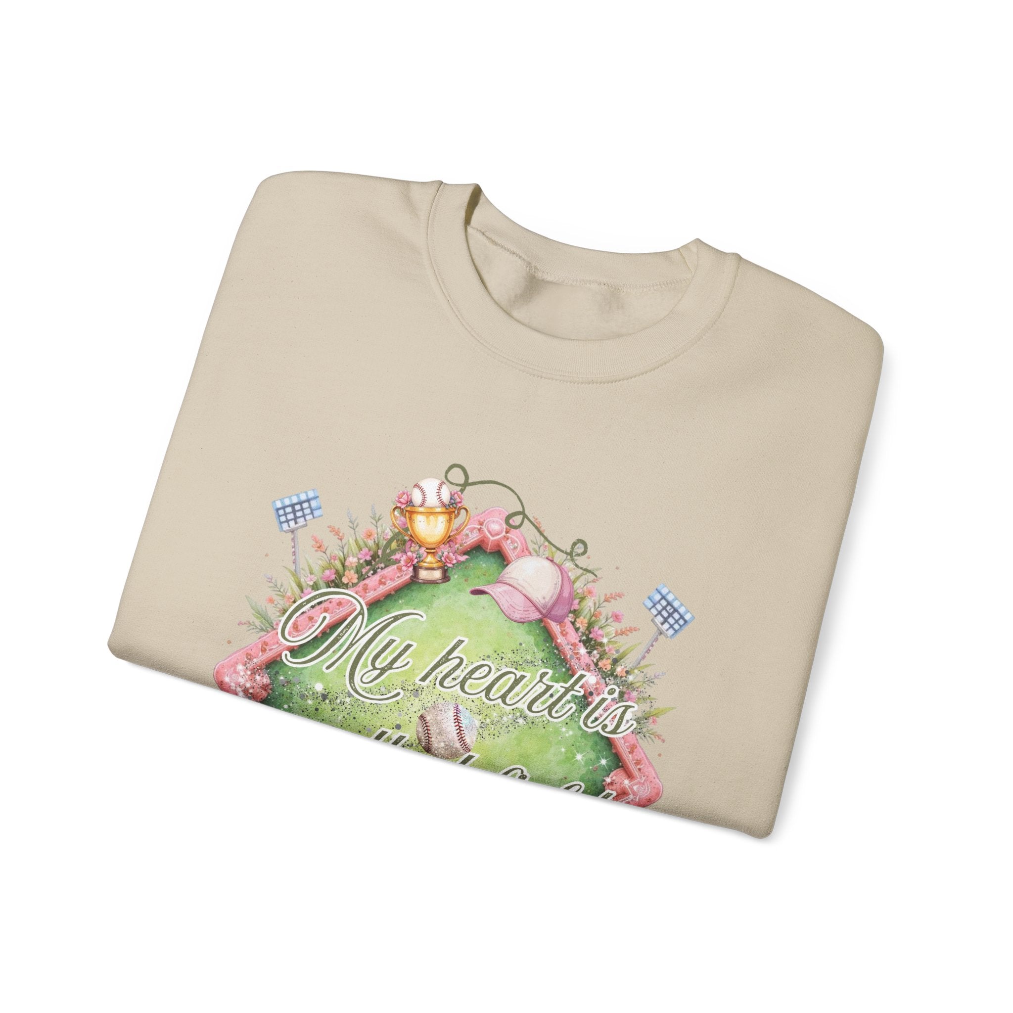 Baseball Field Floral Sweatshirt — “My heart’s on that field” Crewneck