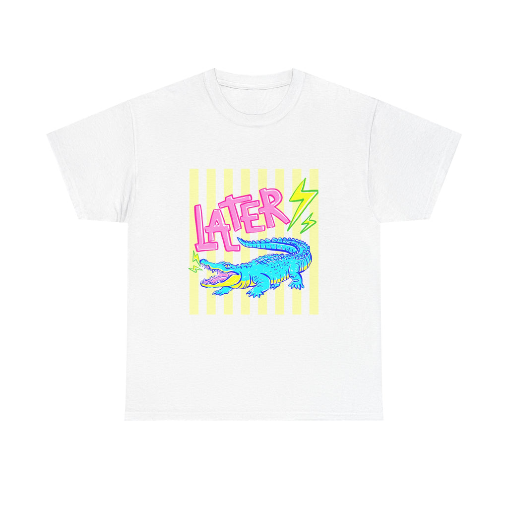 Later Gator Graphic Tee - Neon Retro Alligator Shirt