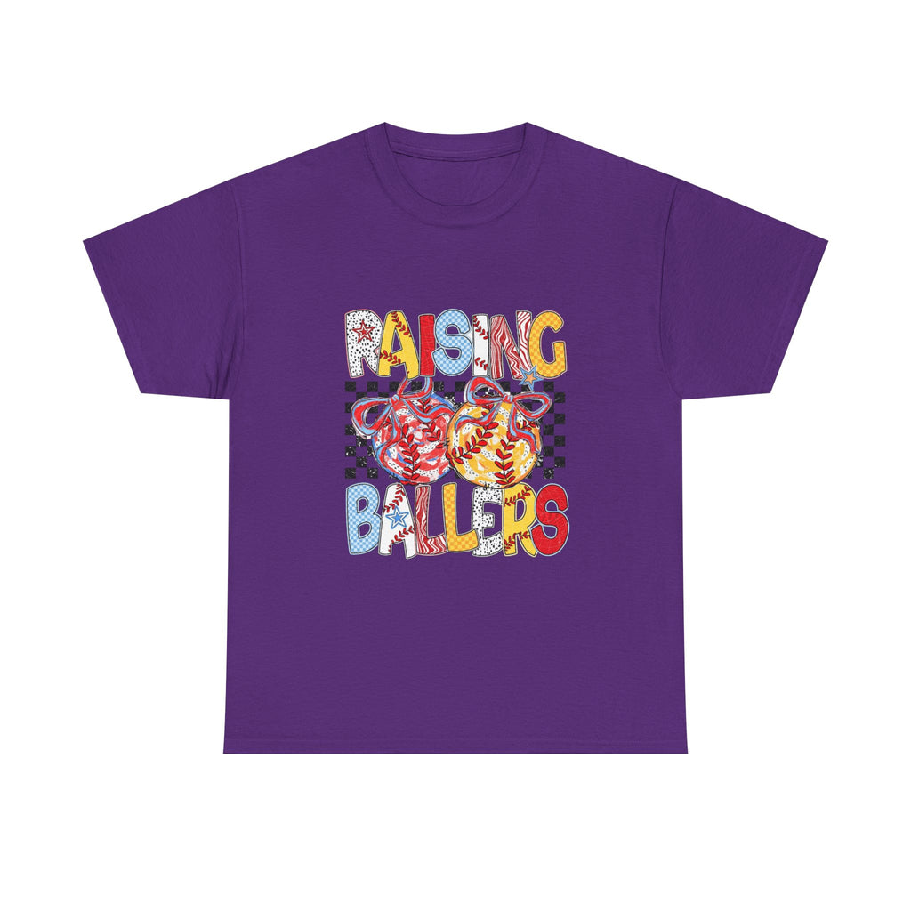 Raising Ballers Kids Tee — Colorful Checkered Lollipop Basketball Design