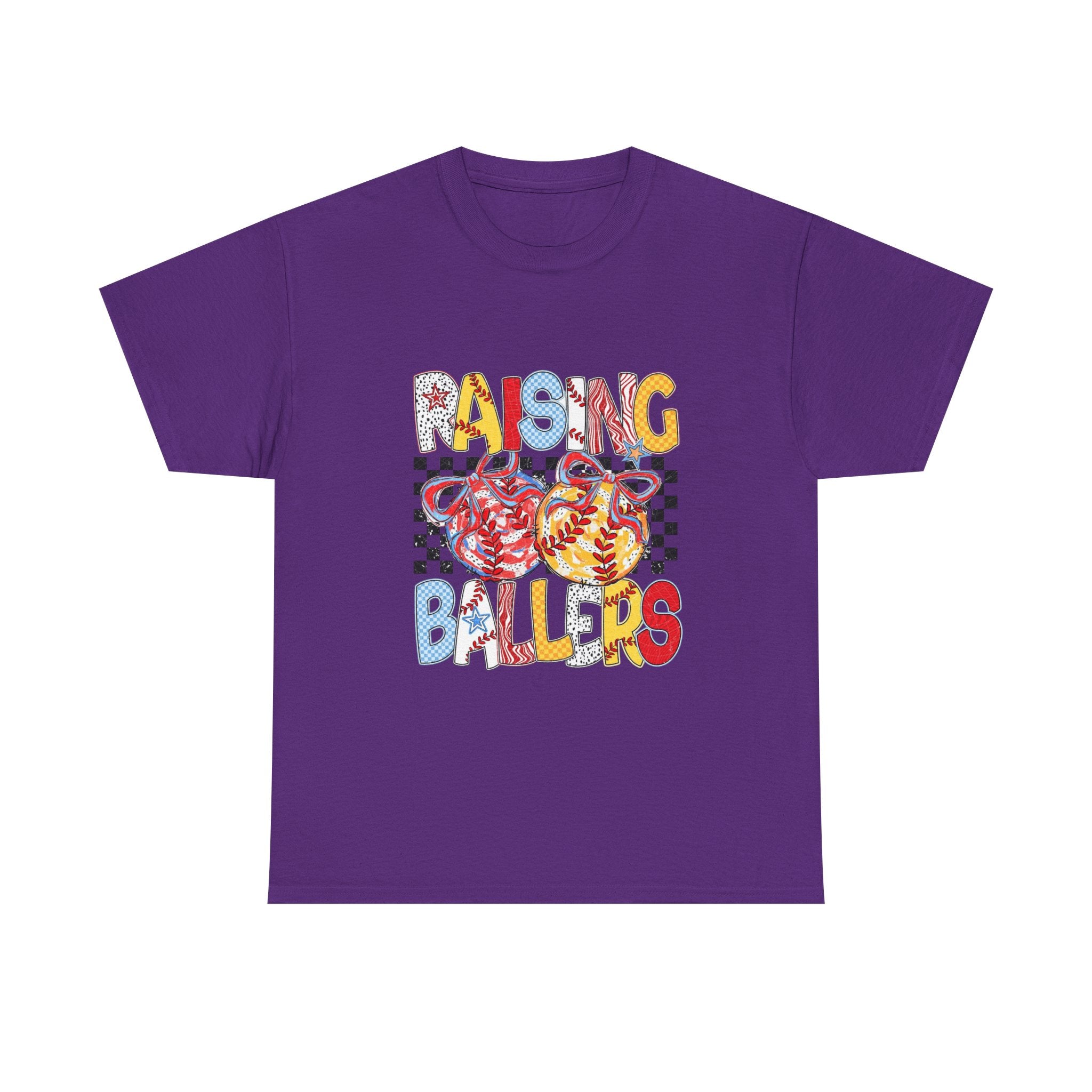 Raising Ballers Kids Tee — Colorful Checkered Lollipop Basketball Design