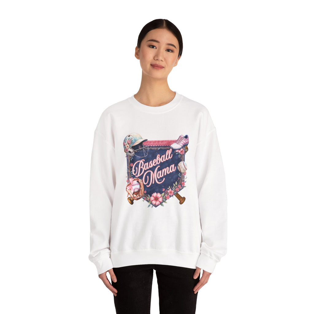 Baseball Mama Sweatshirt — Floral Helmet & Glove Crewneck for Moms