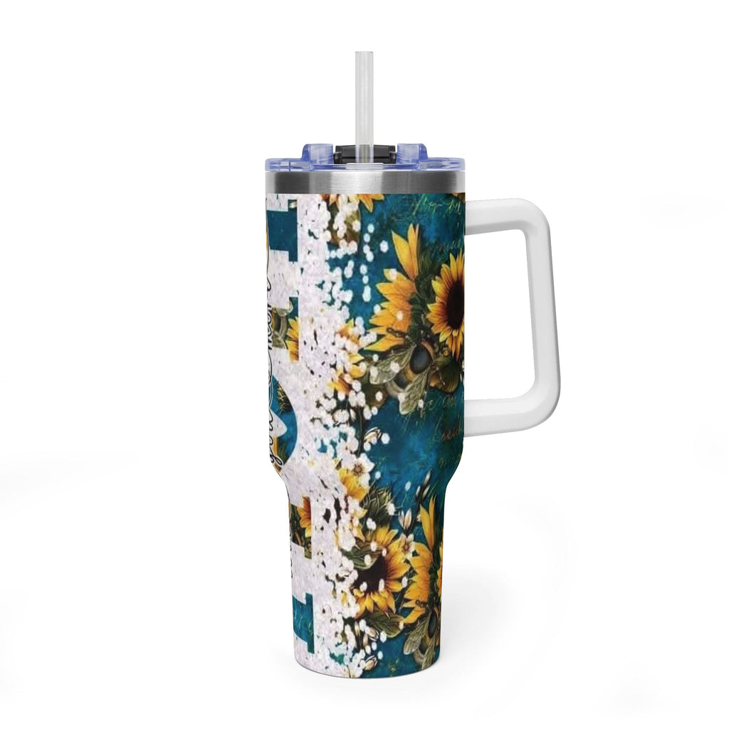 40oz Tumbler — 'You are my sunshine' Sunflower Vacuum Mug