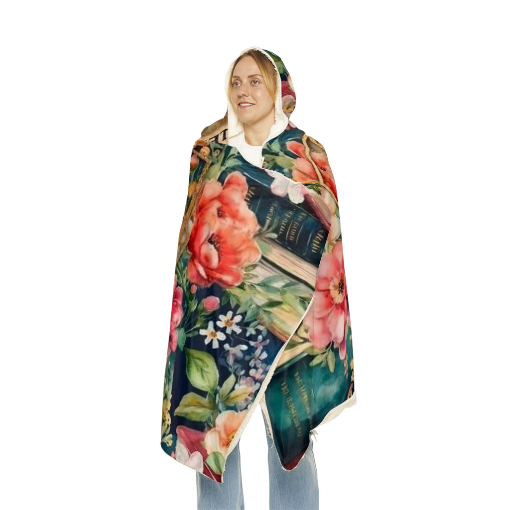 Easily Distracted by Books Hooded Blanket — Floral Reader Throw