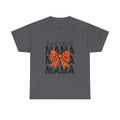 Basketball Mama T-Shirt — 'Basketball' Script with Orange Bow Design