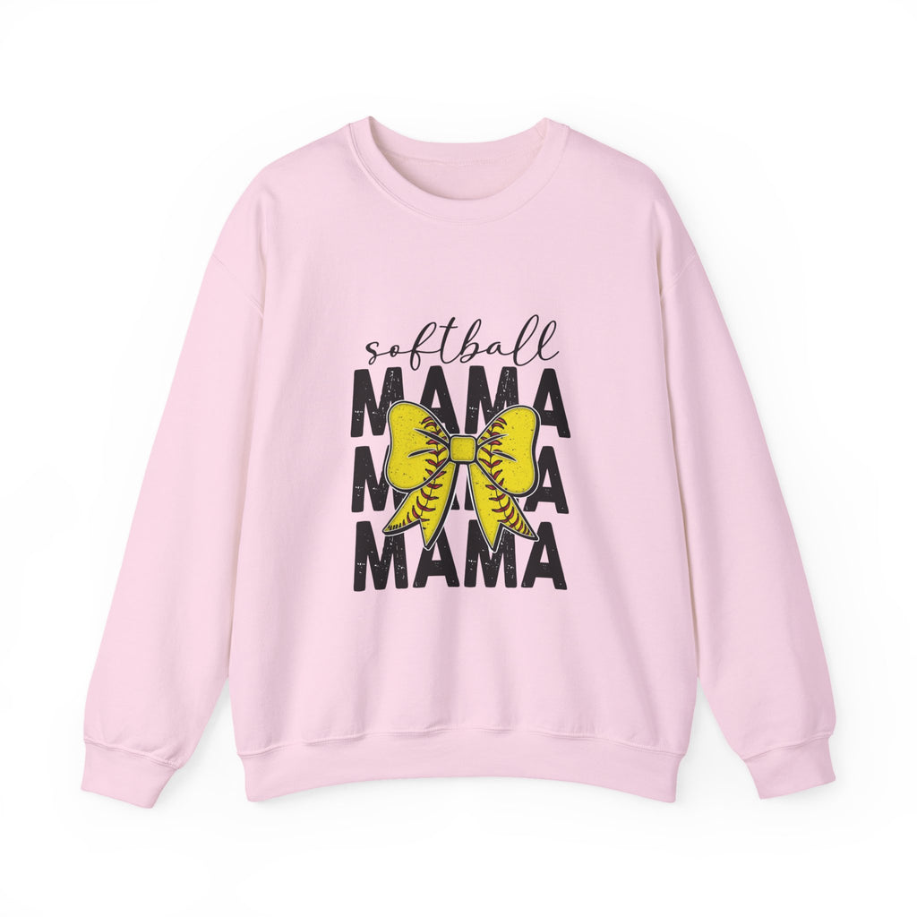 Softball Mama Crewneck Sweatshirt - Yellow Bow Softball Mom Pullover