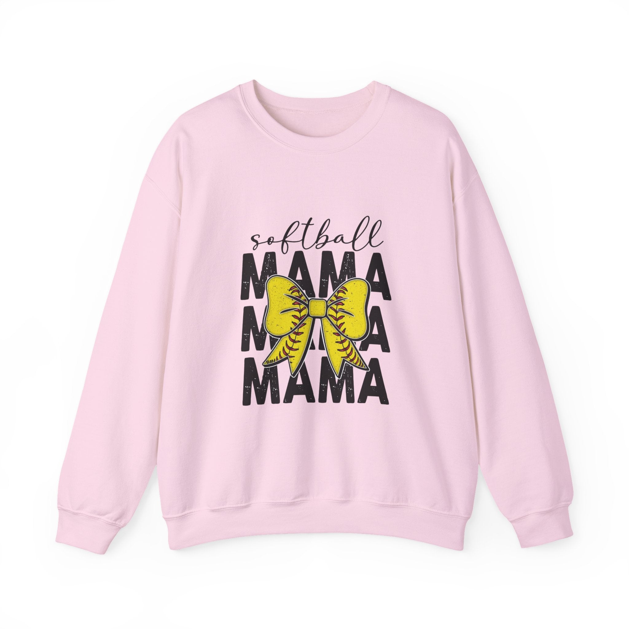 Softball Mama Crewneck Sweatshirt - Yellow Bow Softball Mom Pullover