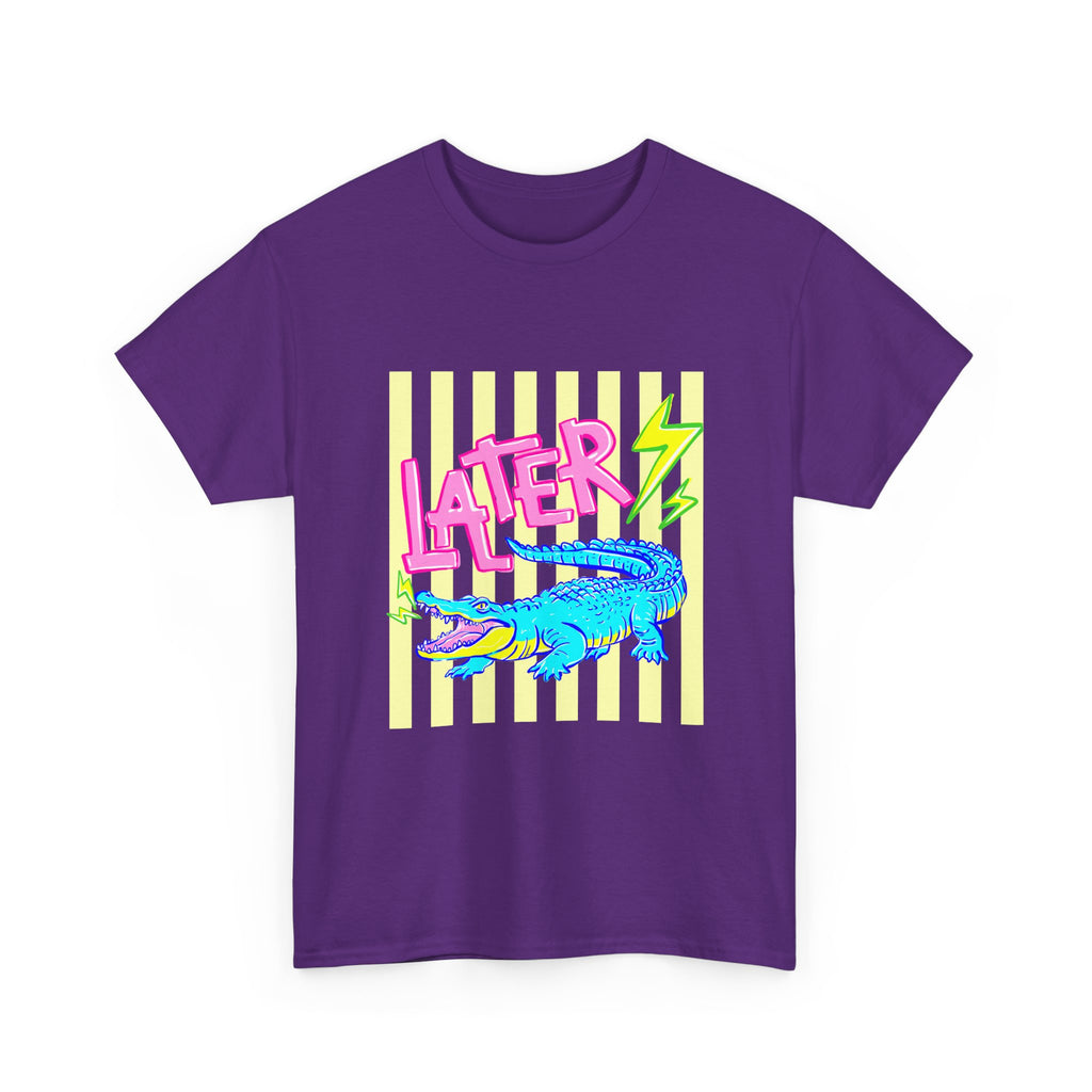Later Gator Graphic Tee - Neon Retro Alligator Shirt