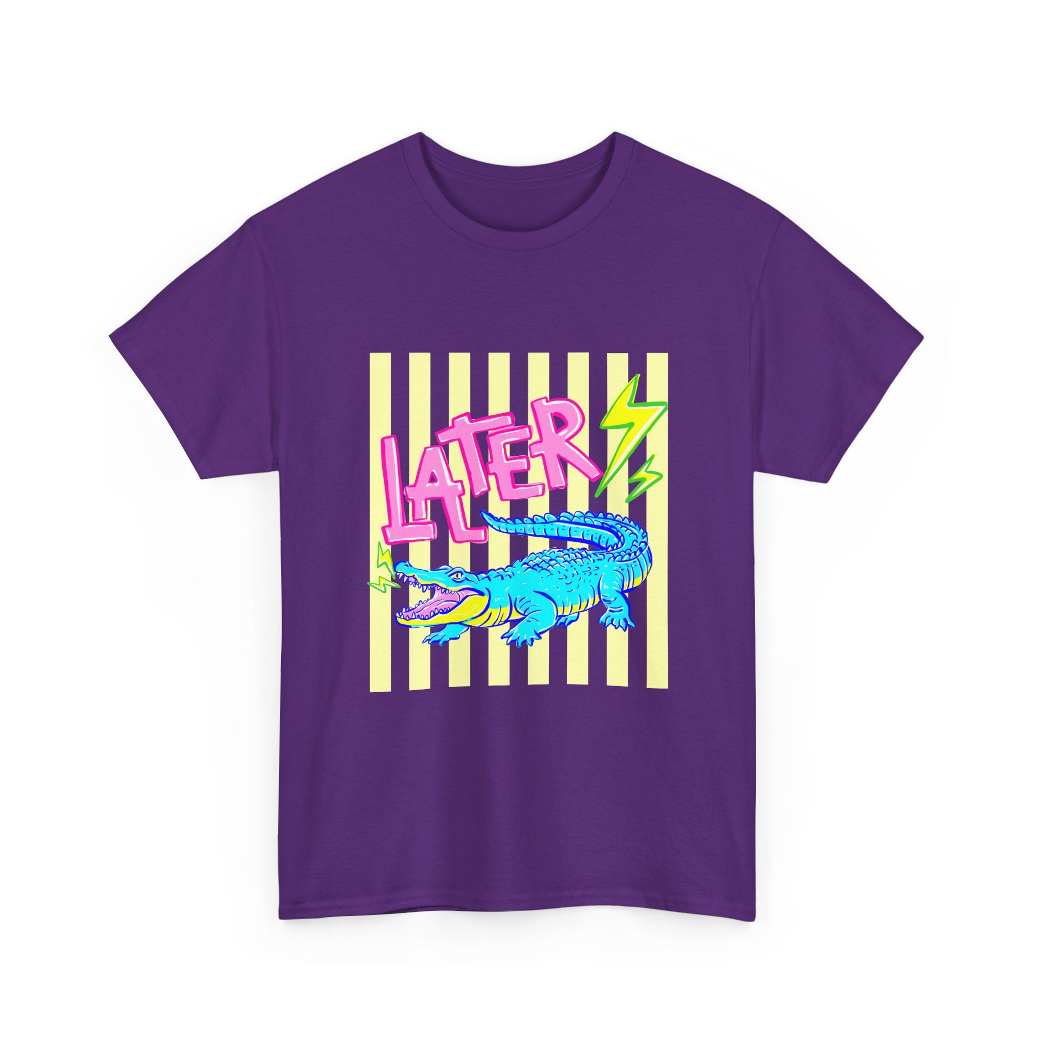 Later Gator Graphic Tee - Neon Retro Alligator Shirt