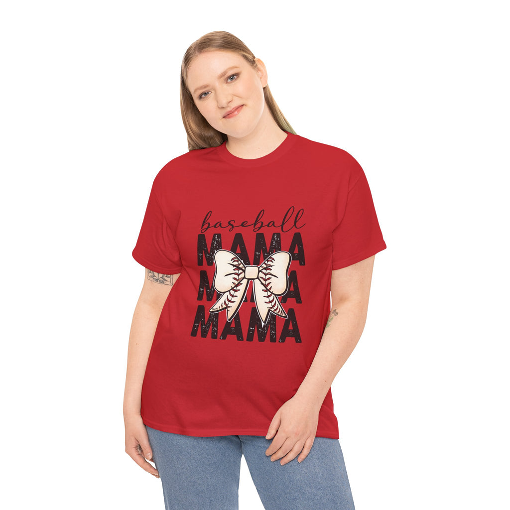 Baseball Mama T-Shirt — Cute Bow Baseball Mom Tee
