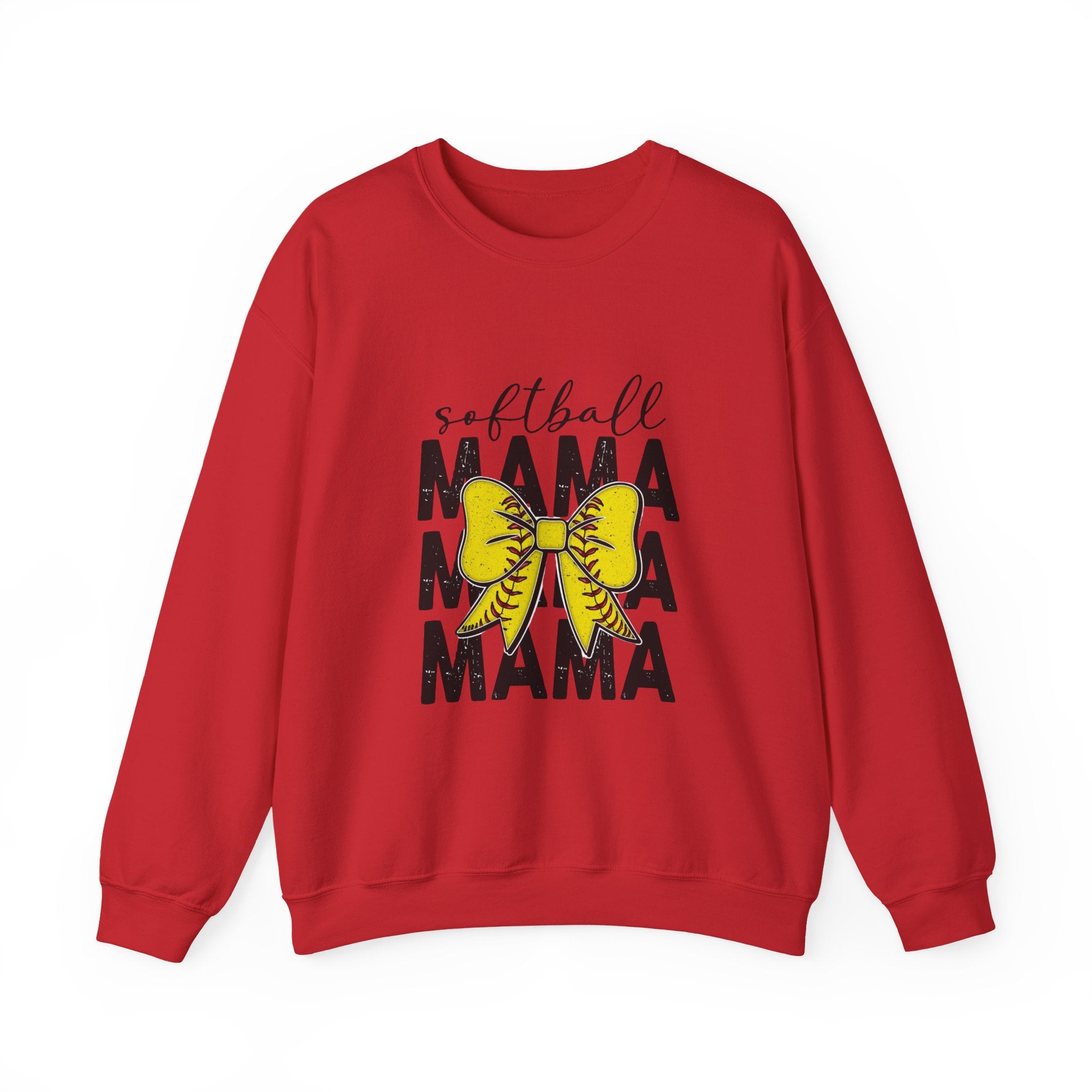 Softball Mama Crewneck Sweatshirt - Yellow Bow Softball Mom Pullover
