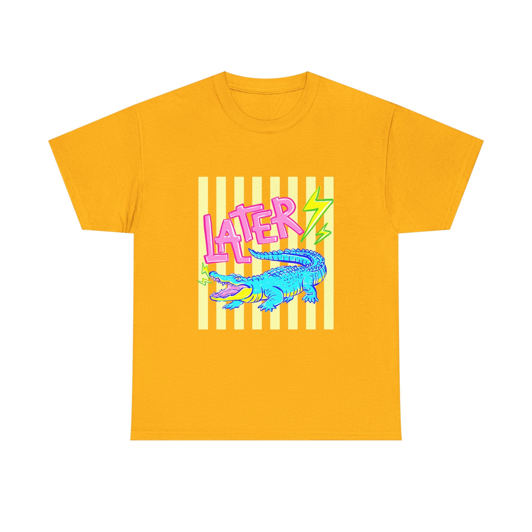 Later Gator Graphic Tee - Neon Retro Alligator Shirt