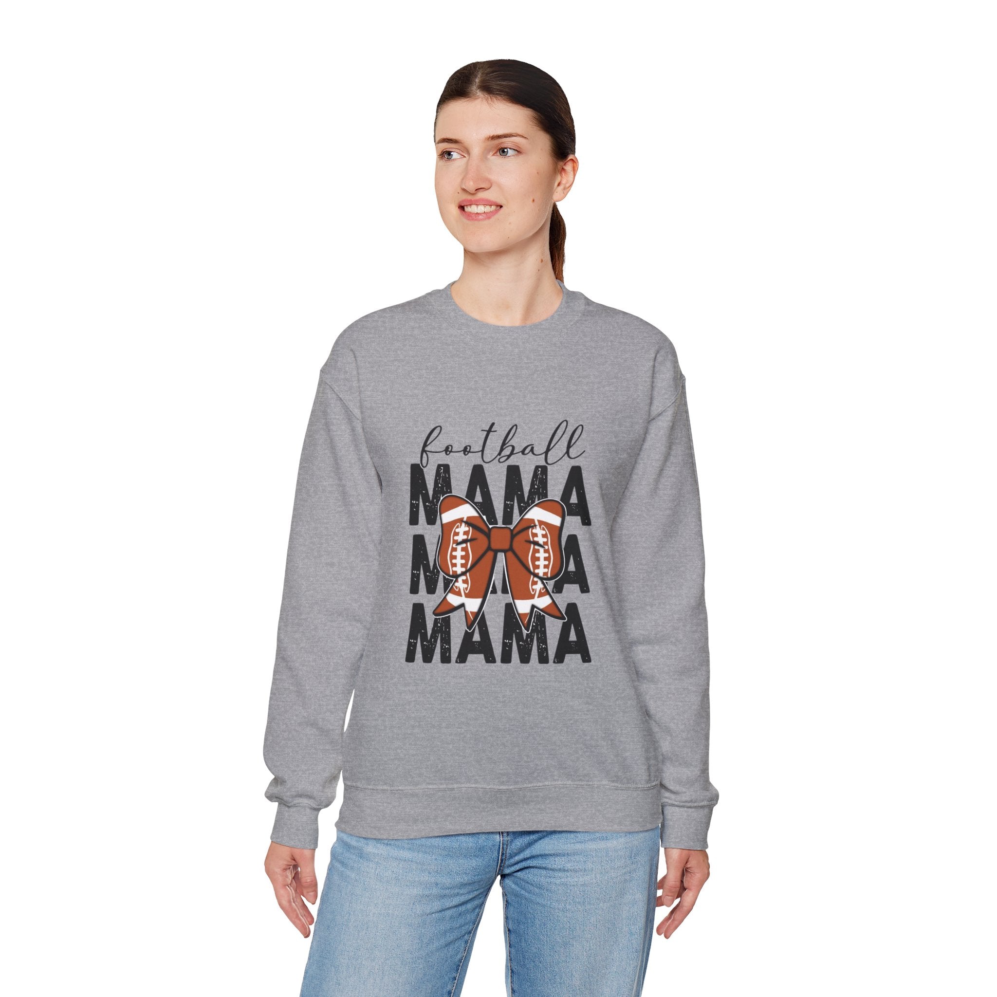 Football Mama Crewneck Sweatshirt — 'Football Mama Mama Mama' Bow Design