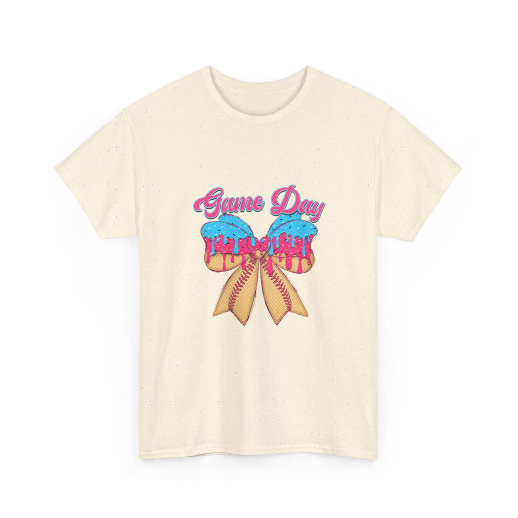 Game Day Cheer T-Shirt — Pink & Blue Pom Pom Cheerleading Tee