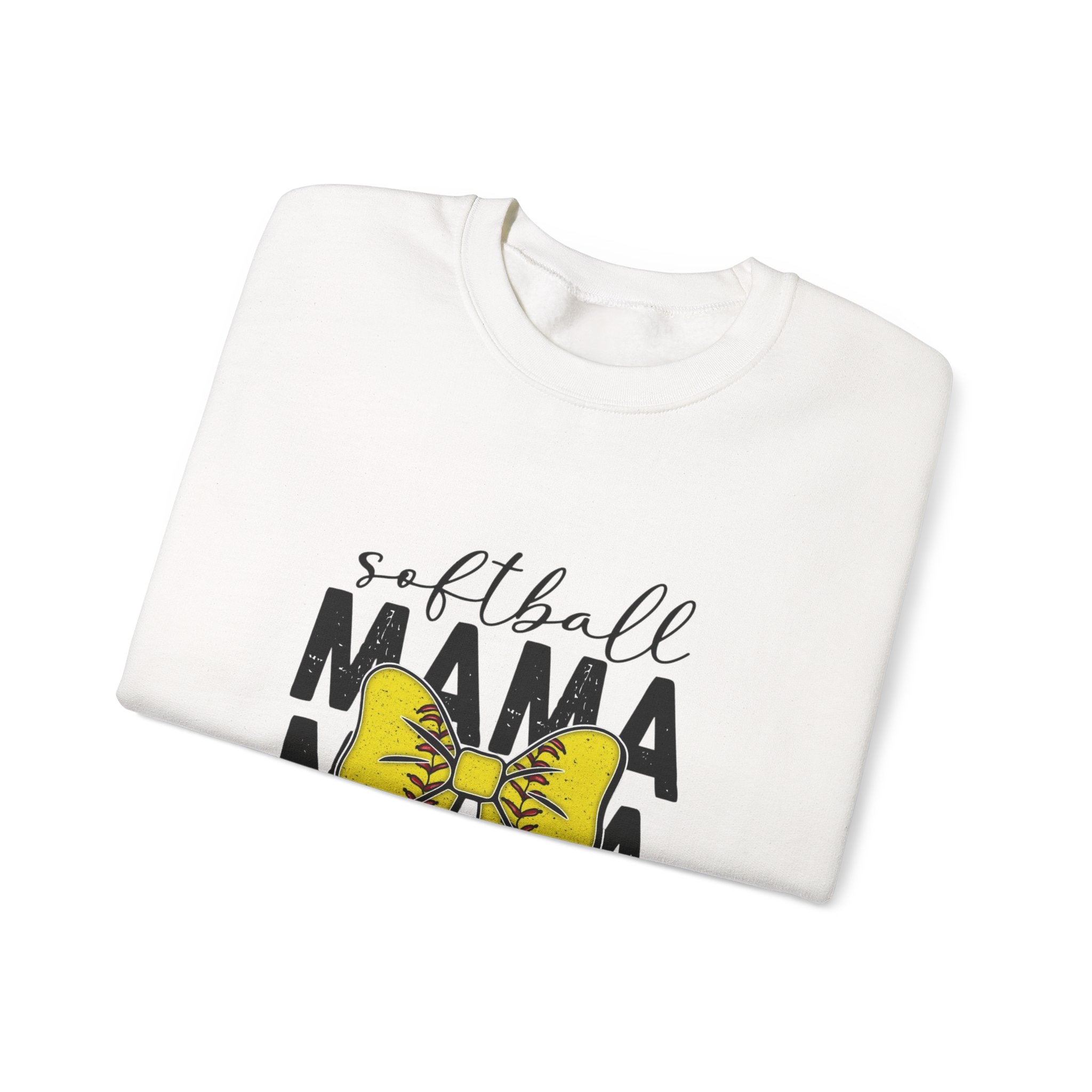 Softball Mama Crewneck Sweatshirt - Yellow Bow Softball Mom Pullover