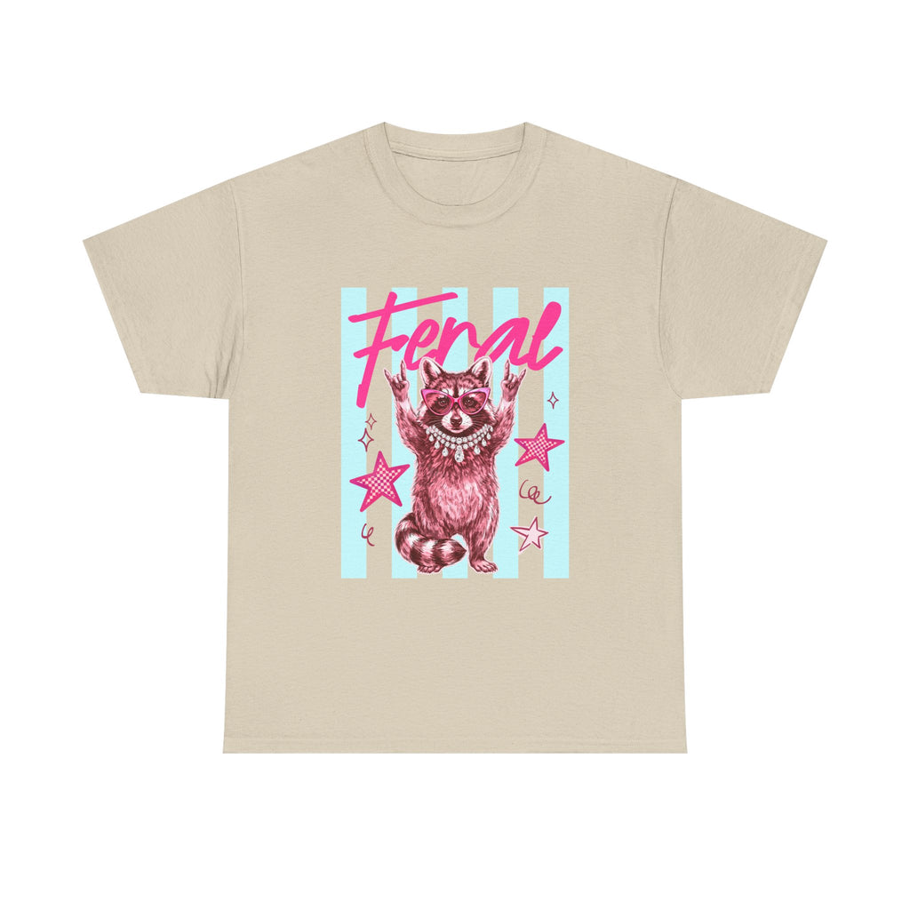 Feral Raccoon Graphic Tee - Retro Pink & Aqua Vintage Animal T-Shirt