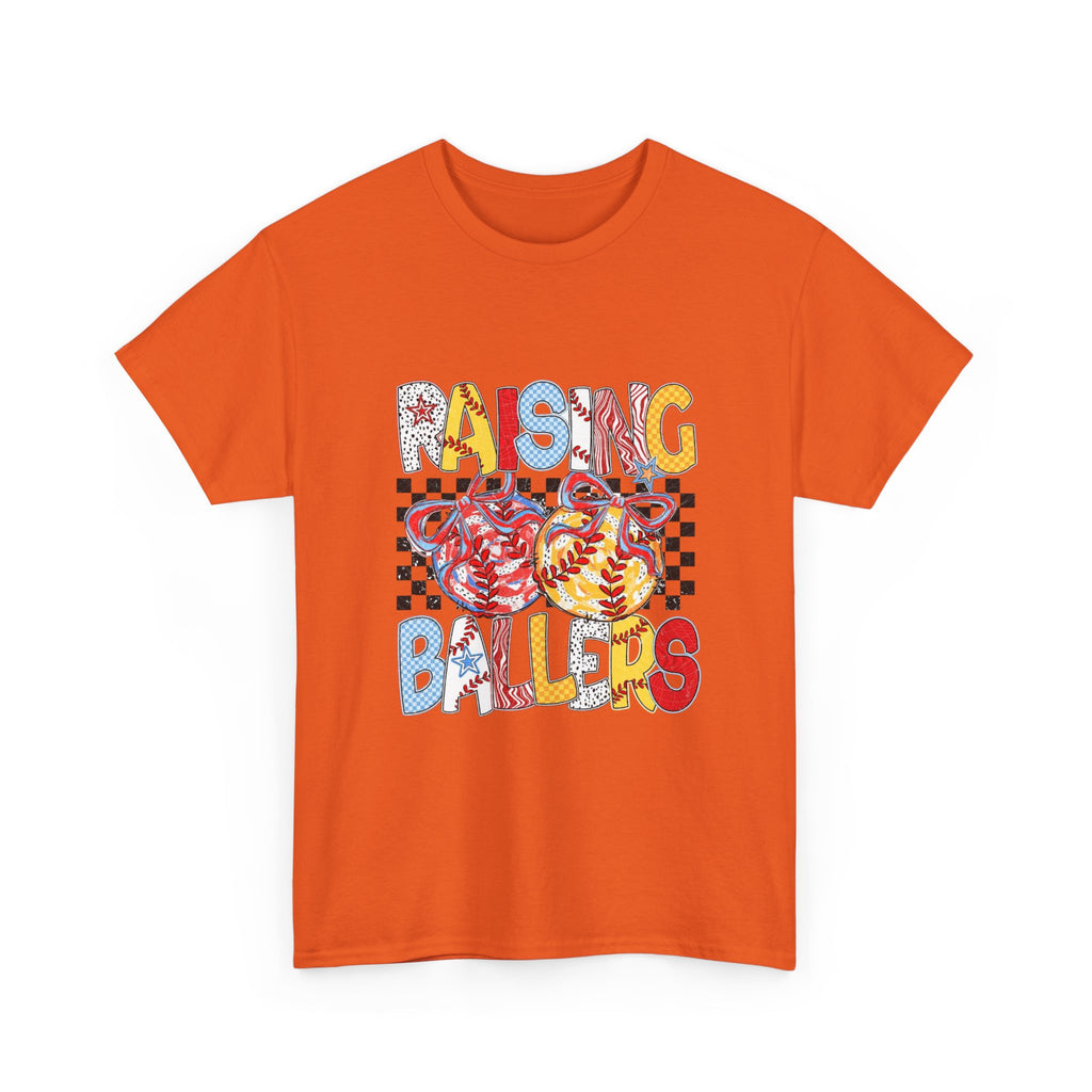 Raising Ballers Kids Tee — Colorful Checkered Lollipop Basketball Design