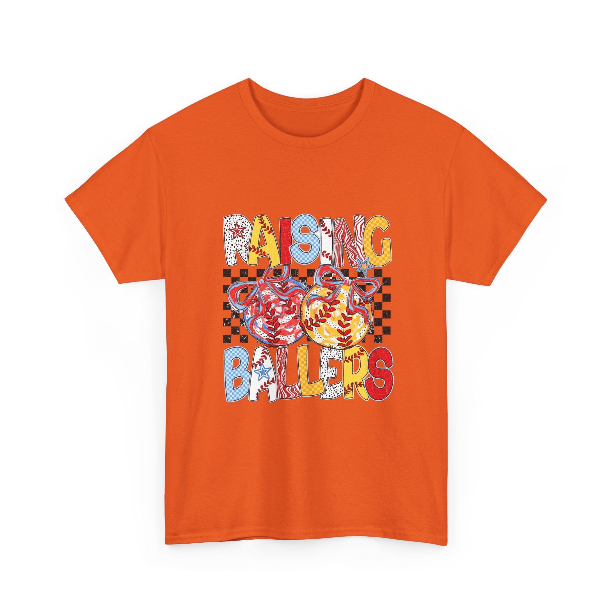 Raising Ballers Kids Tee — Colorful Checkered Lollipop Basketball Design