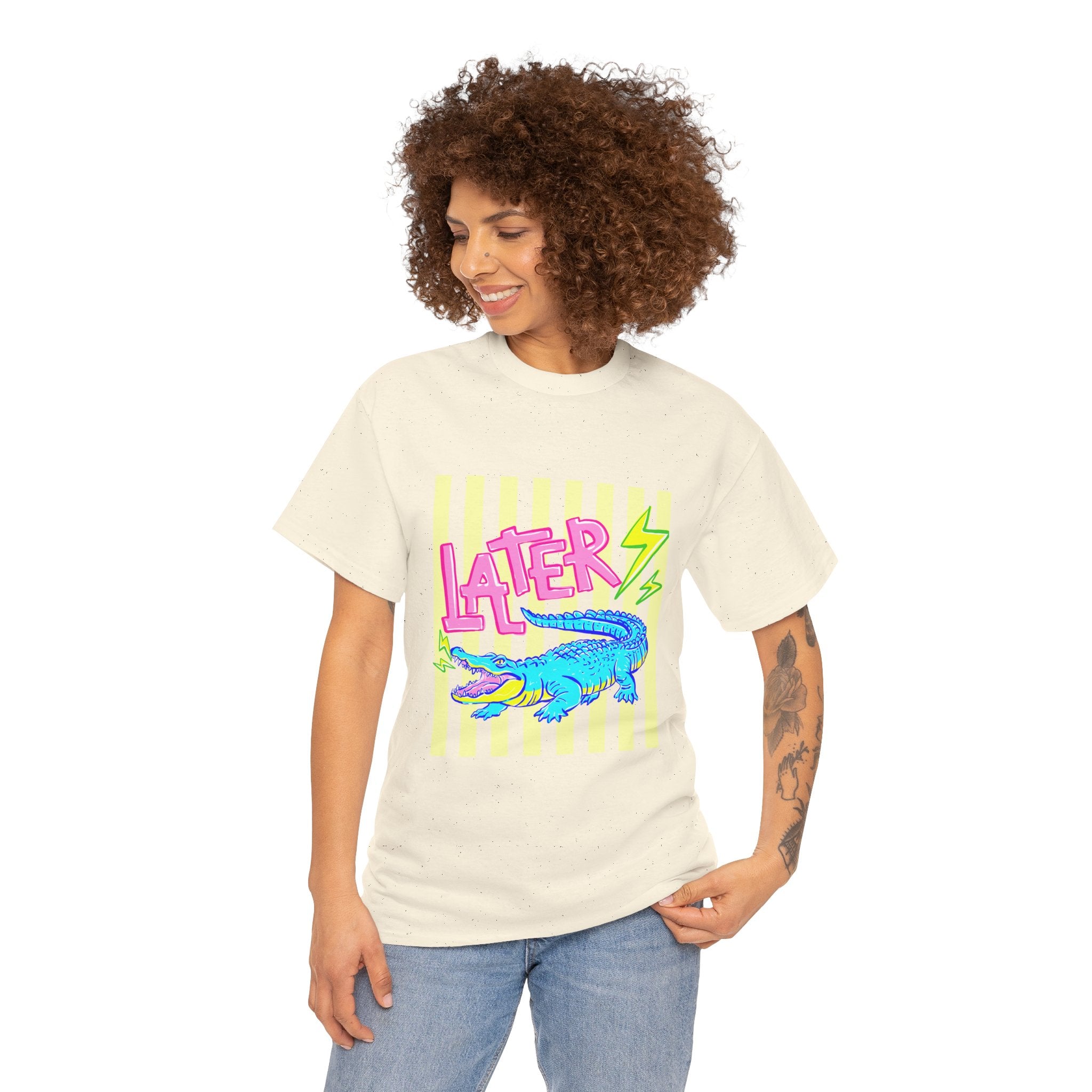 Later Gator Graphic Tee - Neon Retro Alligator Shirt