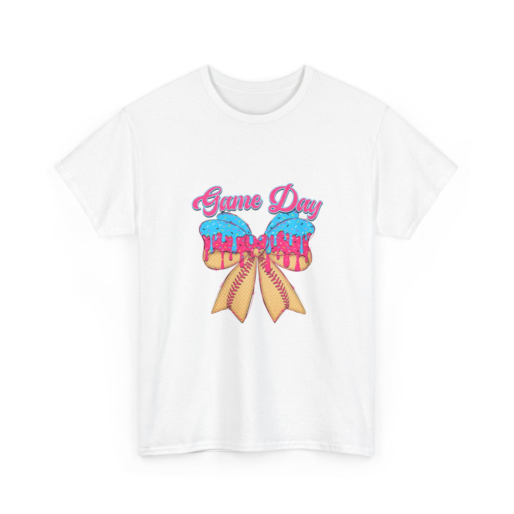 Game Day Cheer T-Shirt — Pink & Blue Pom Pom Cheerleading Tee