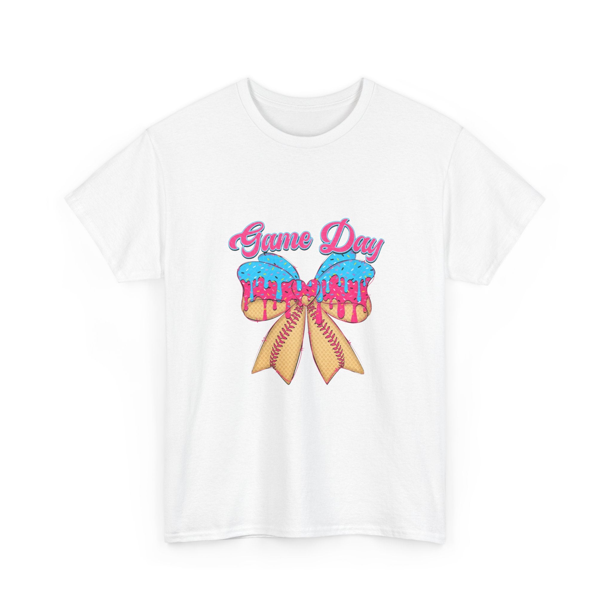 Game Day Cheer T-Shirt — Pink & Blue Pom Pom Cheerleading Tee