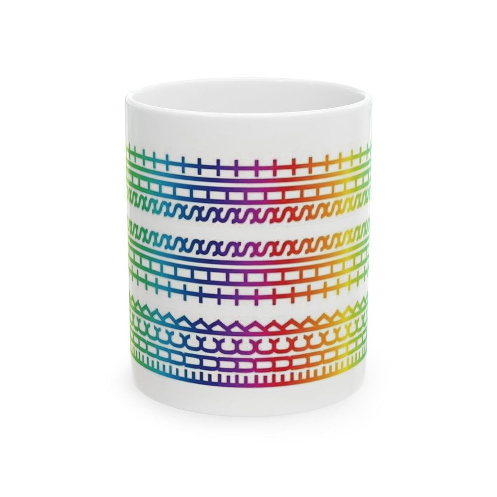 Rainbow Knit Pattern Mug — 'Fuck This Shit' Bold Slogan Ceramic Coffee Cup (11oz/15oz)