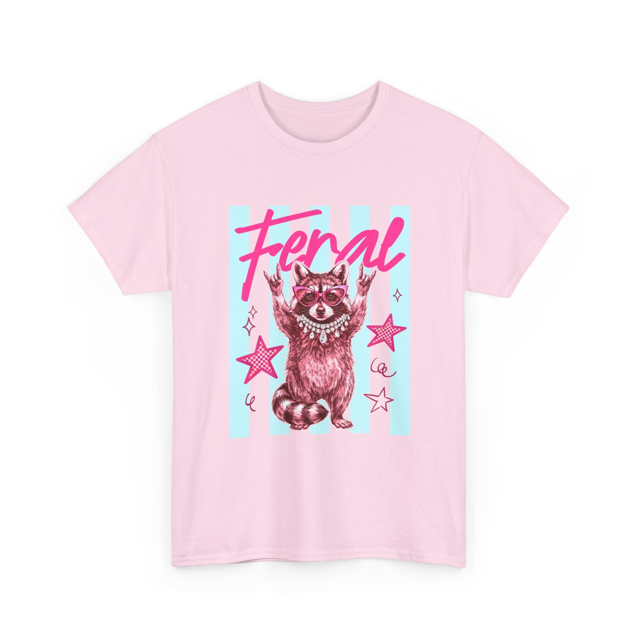 Feral Raccoon Graphic Tee - Retro Pink & Aqua Vintage Animal T-Shirt