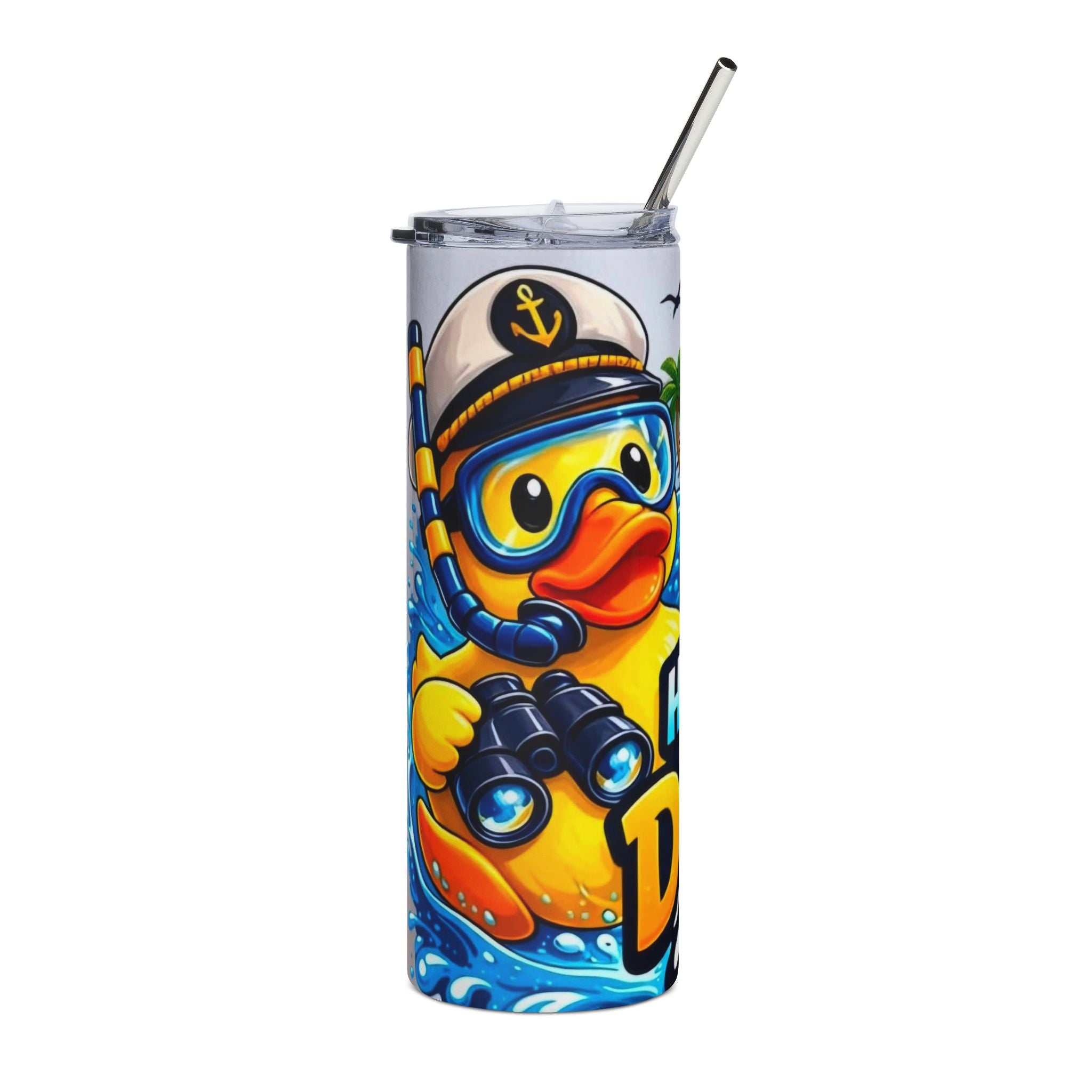 TumblerProduct type: TumblerTitle: "I'm Just Here for the Ducks" 20oz Stainless Steel Travel Tumbler — Cruise Captain Rubber Duck Design