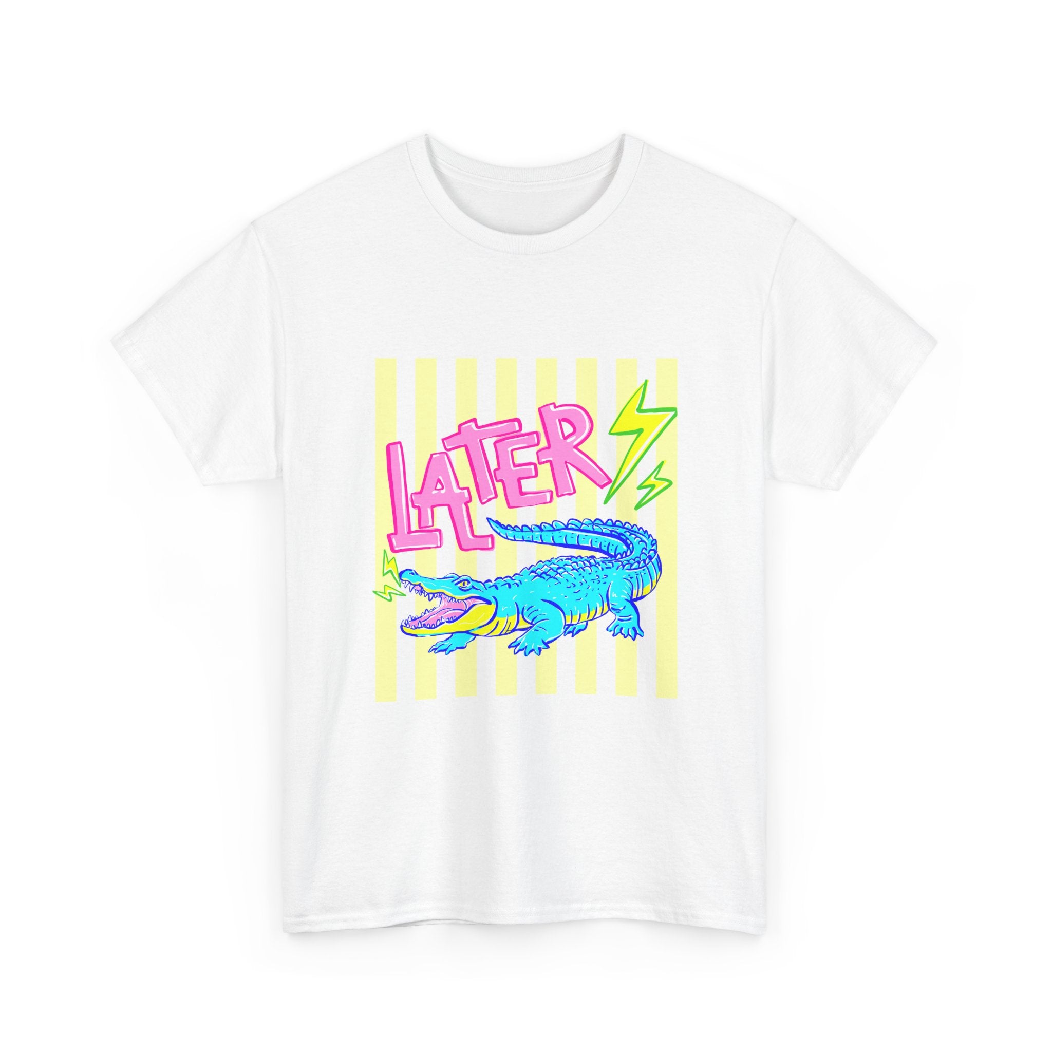 Later Gator Graphic Tee - Neon Retro Alligator Shirt
