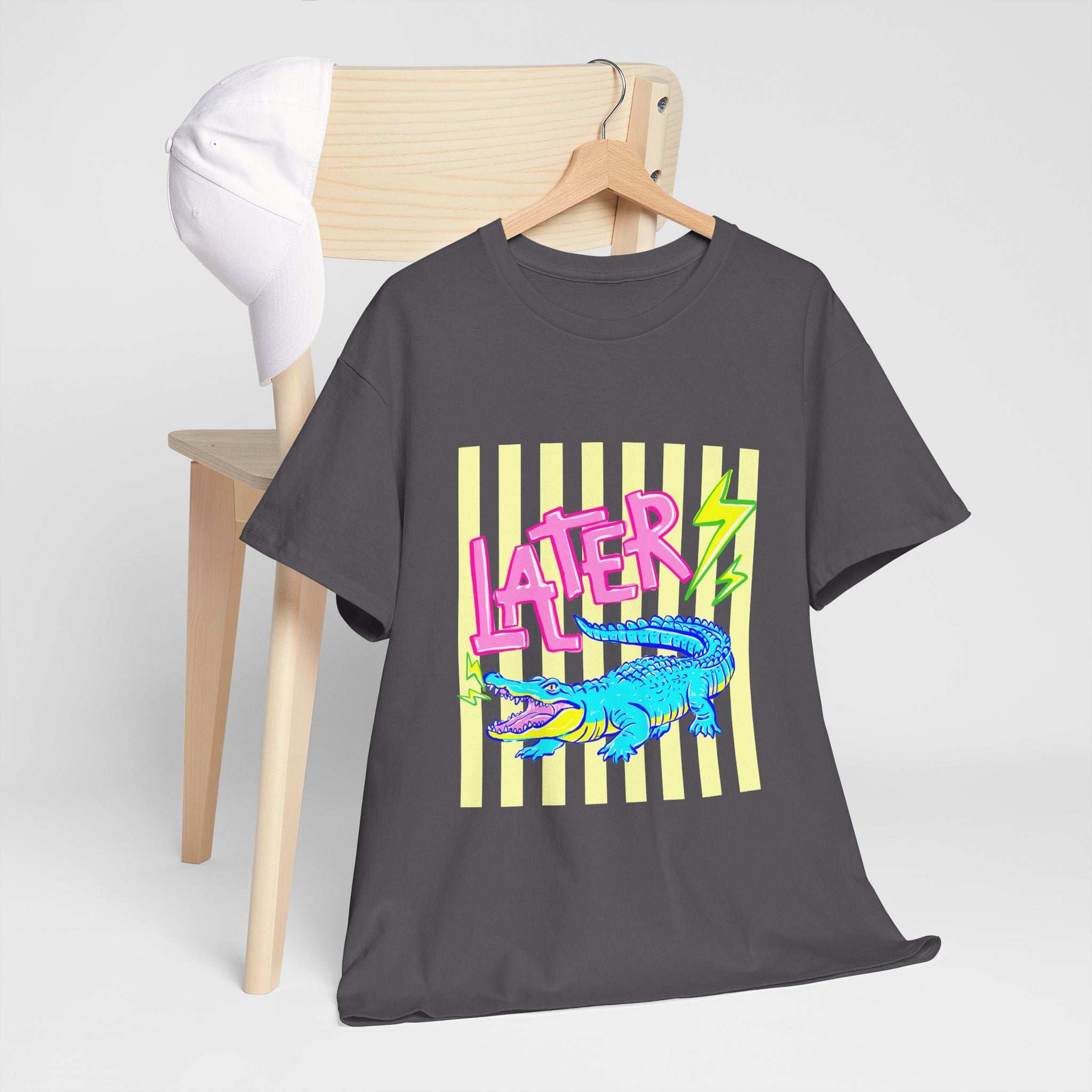 Later Gator Graphic Tee - Neon Retro Alligator Shirt