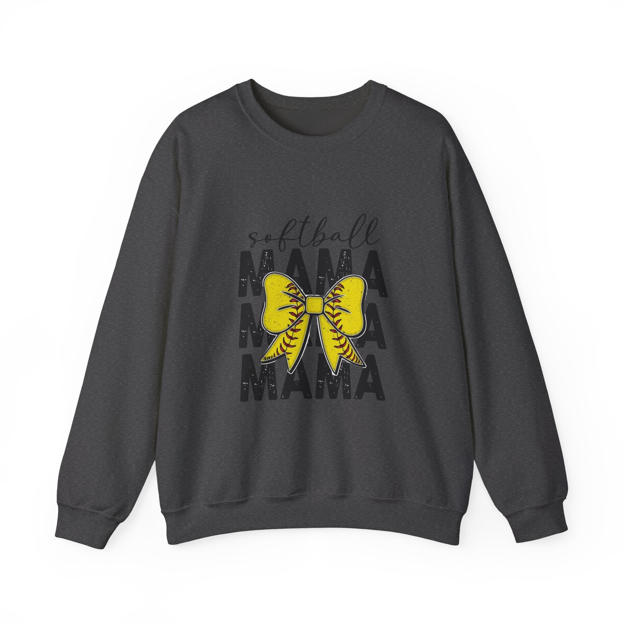 Softball Mama Crewneck Sweatshirt - Yellow Bow Softball Mom Pullover
