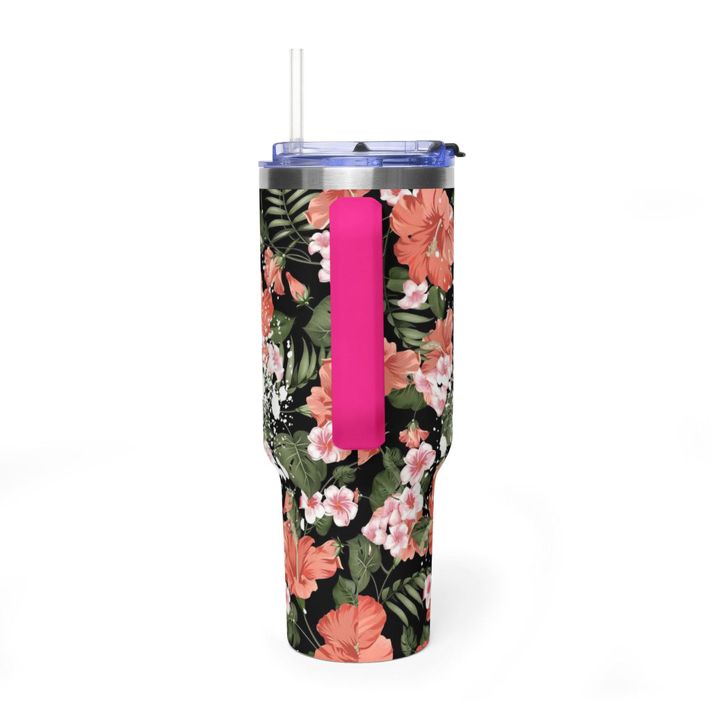 40oz Floral "Momlife" Vacuum Tumbler – Insulated Travel Mug with Straw