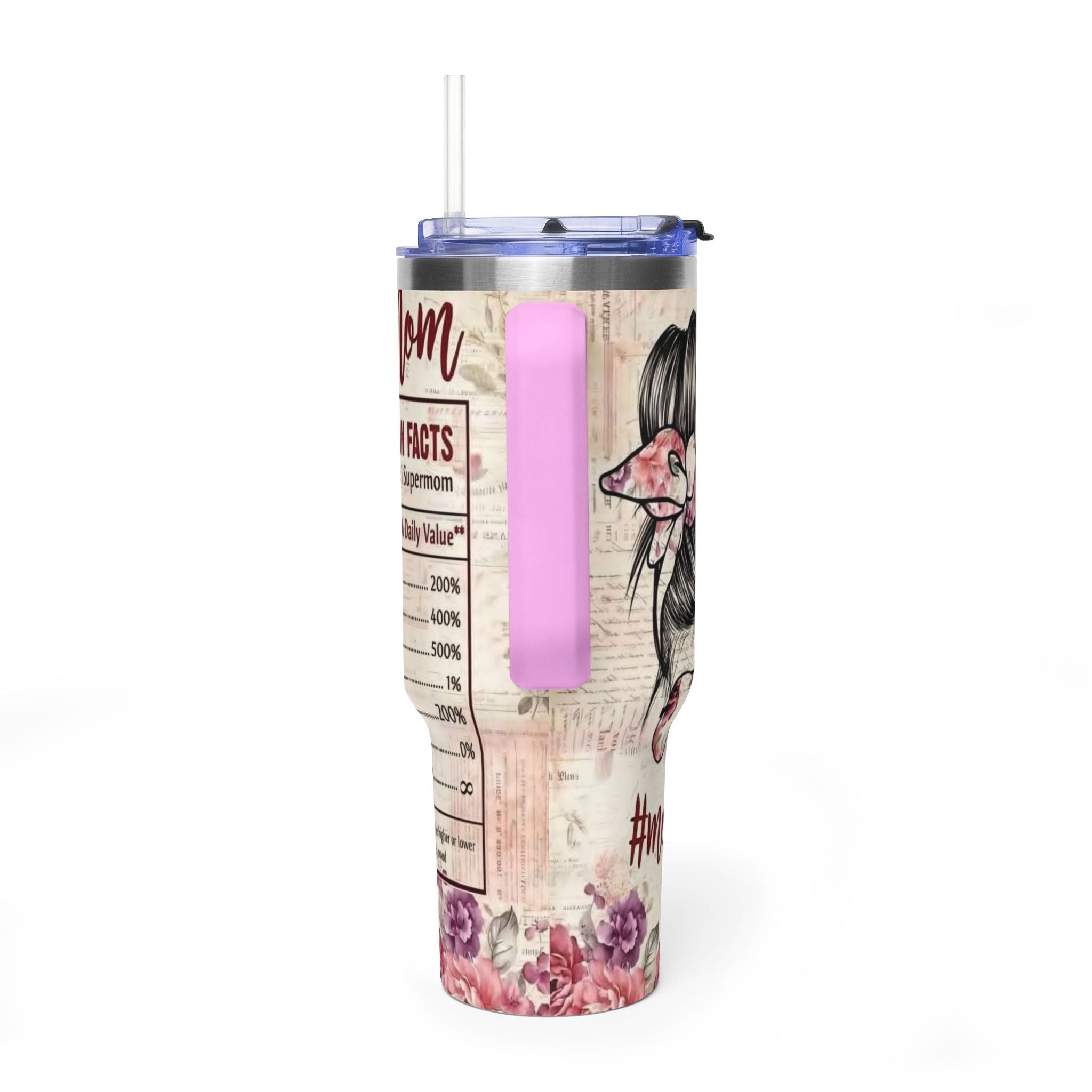 40oz Mom Life Vacuum Tumbler – Floral Momlife Travel Mug