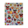 Plush Dessert Icons Velveteen Blanket — Cute Candy & Mickey Treats Throw