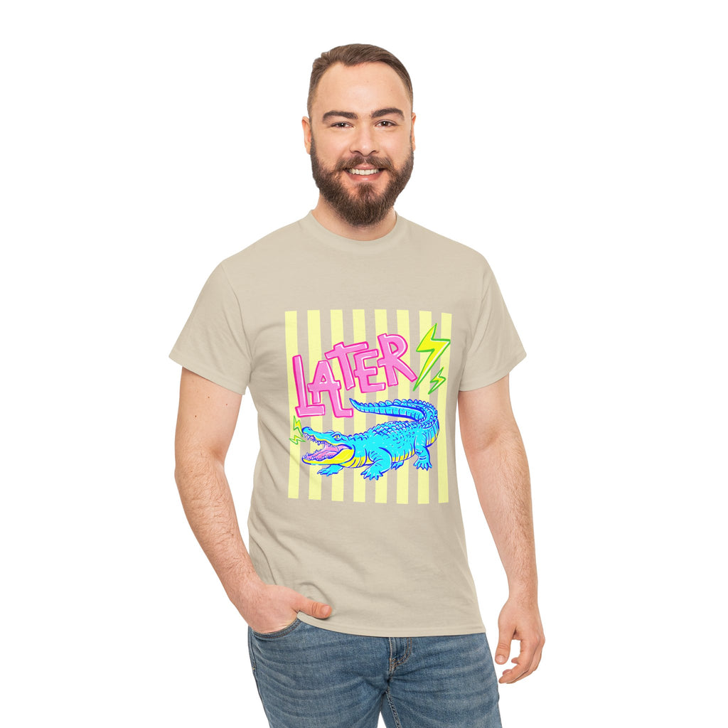 Later Gator Graphic Tee - Neon Retro Alligator Shirt