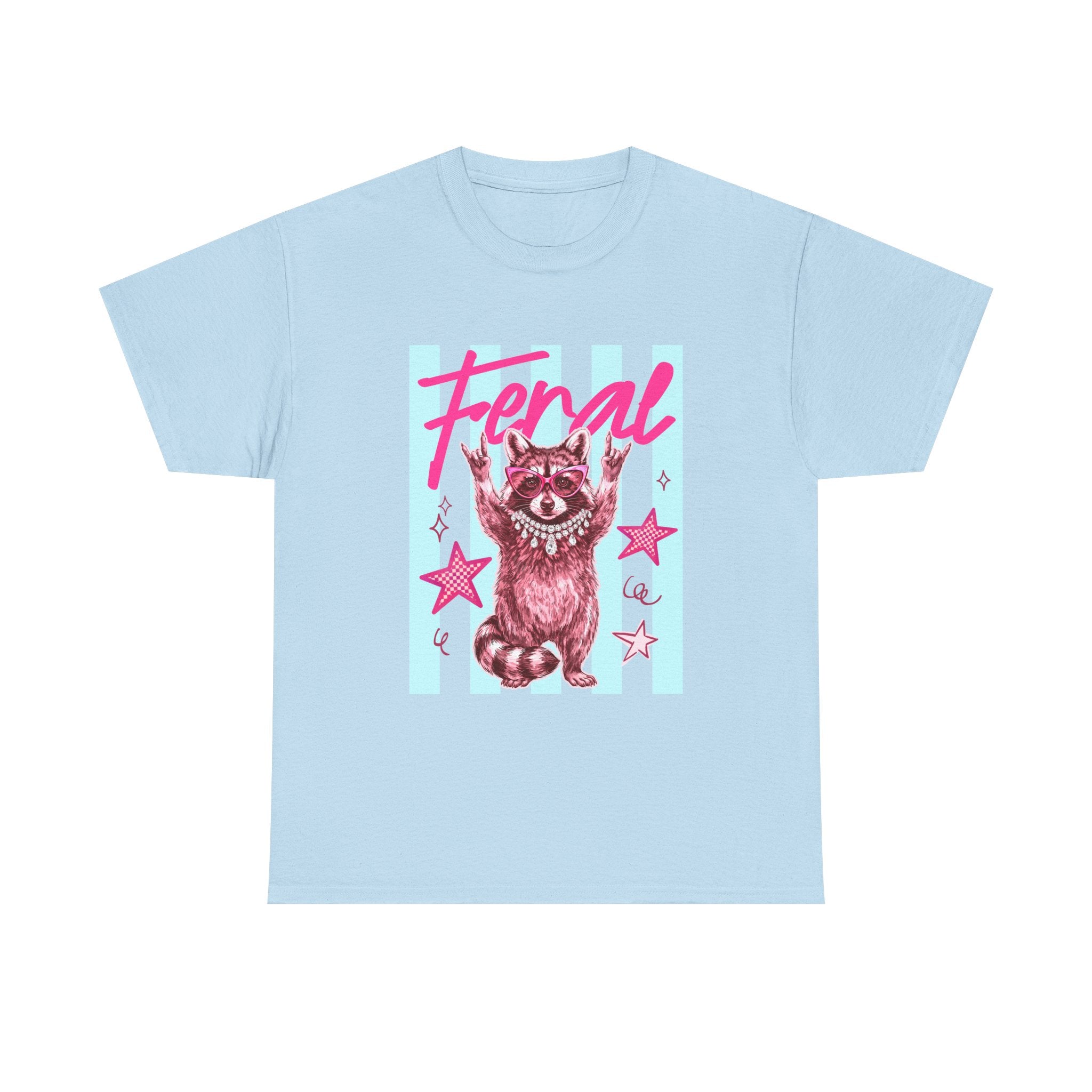 Feral Raccoon Graphic Tee - Retro Pink & Aqua Vintage Animal T-Shirt