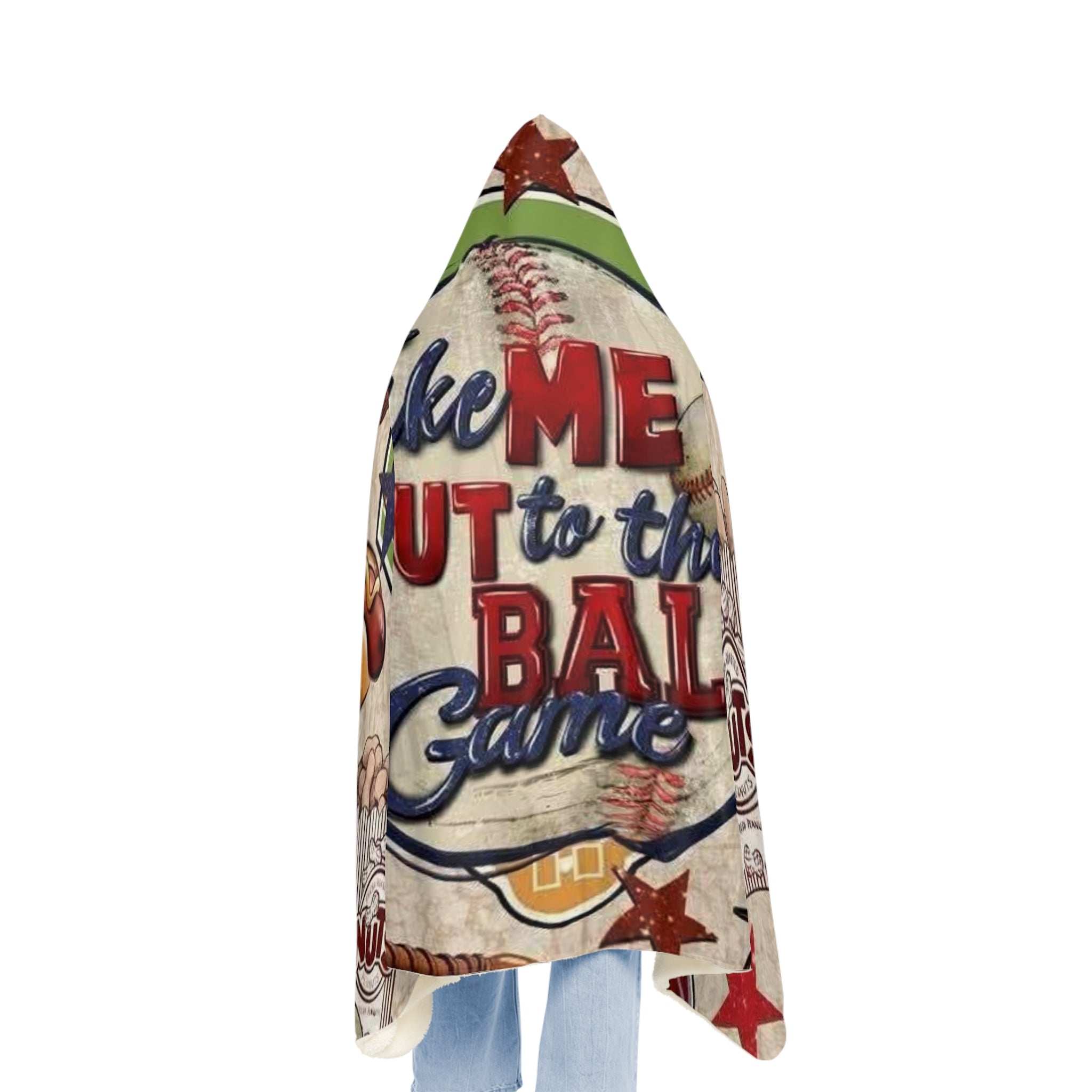 Baseball 'Take Me Out to the Ball Game' Hooded Snuggle Blanket