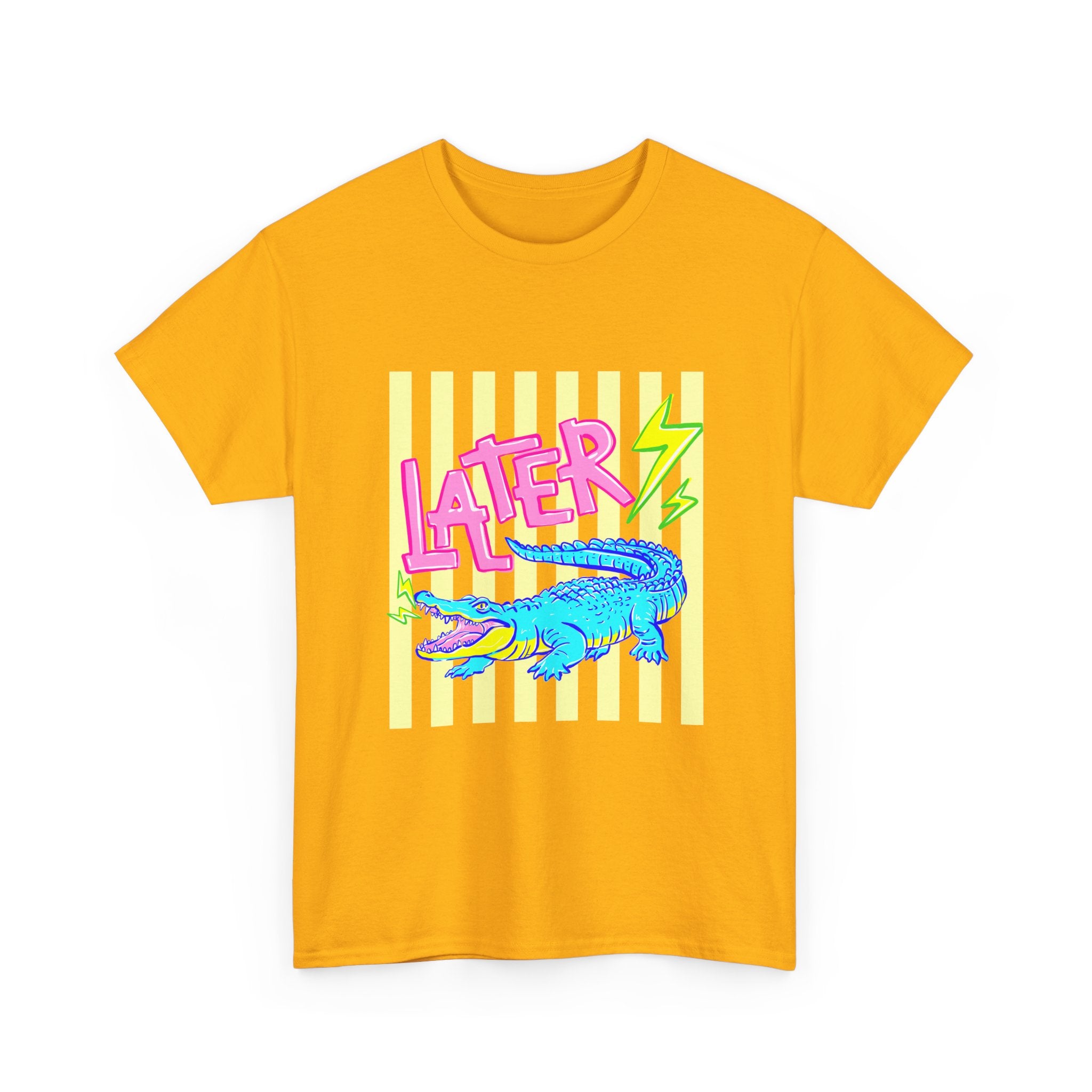 Later Gator Graphic Tee - Neon Retro Alligator Shirt