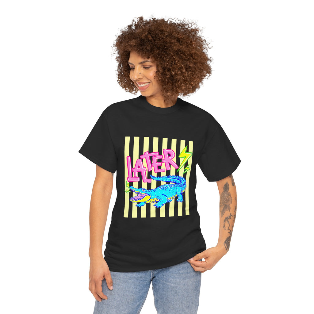 Later Gator Graphic Tee - Neon Retro Alligator Shirt