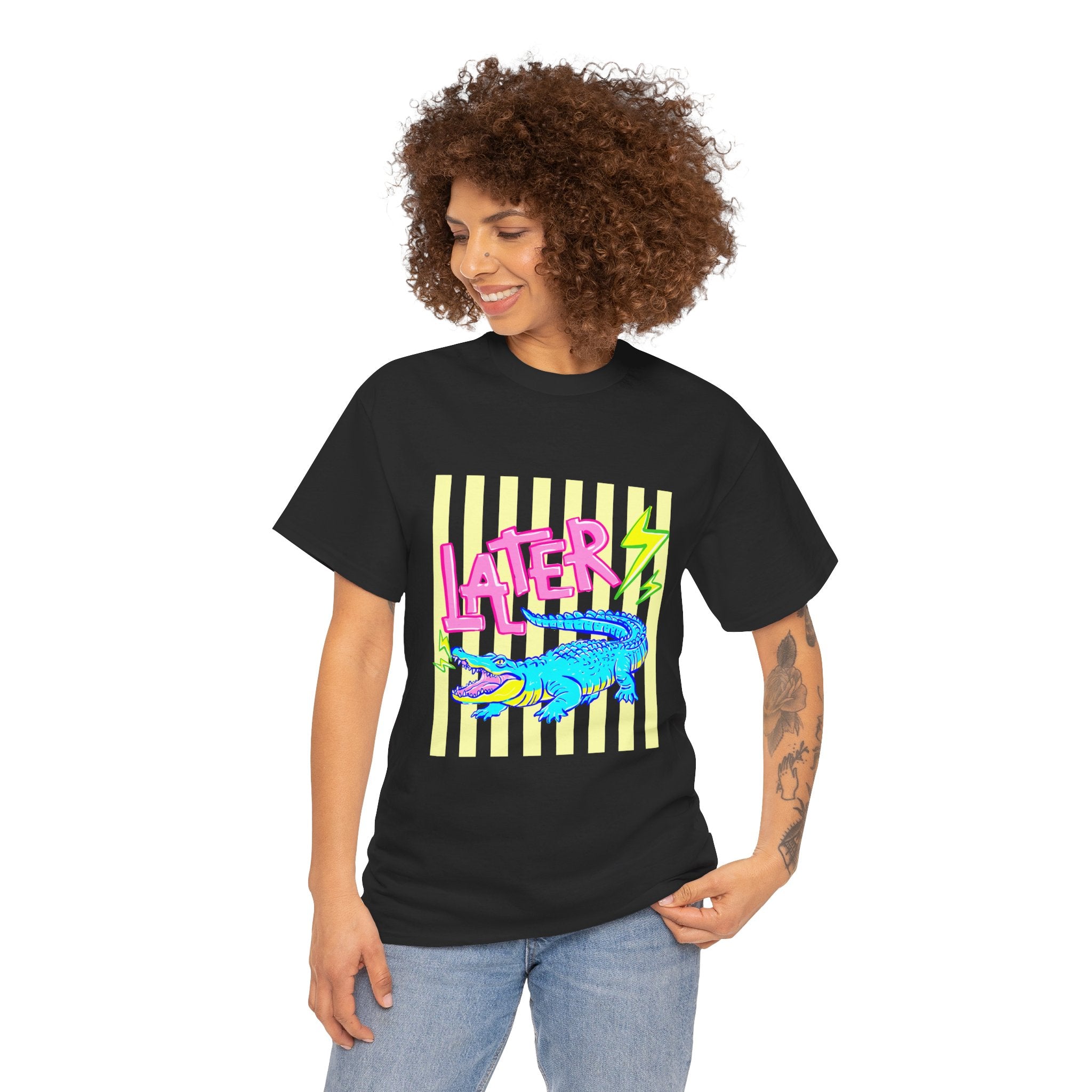 Later Gator Graphic Tee - Neon Retro Alligator Shirt