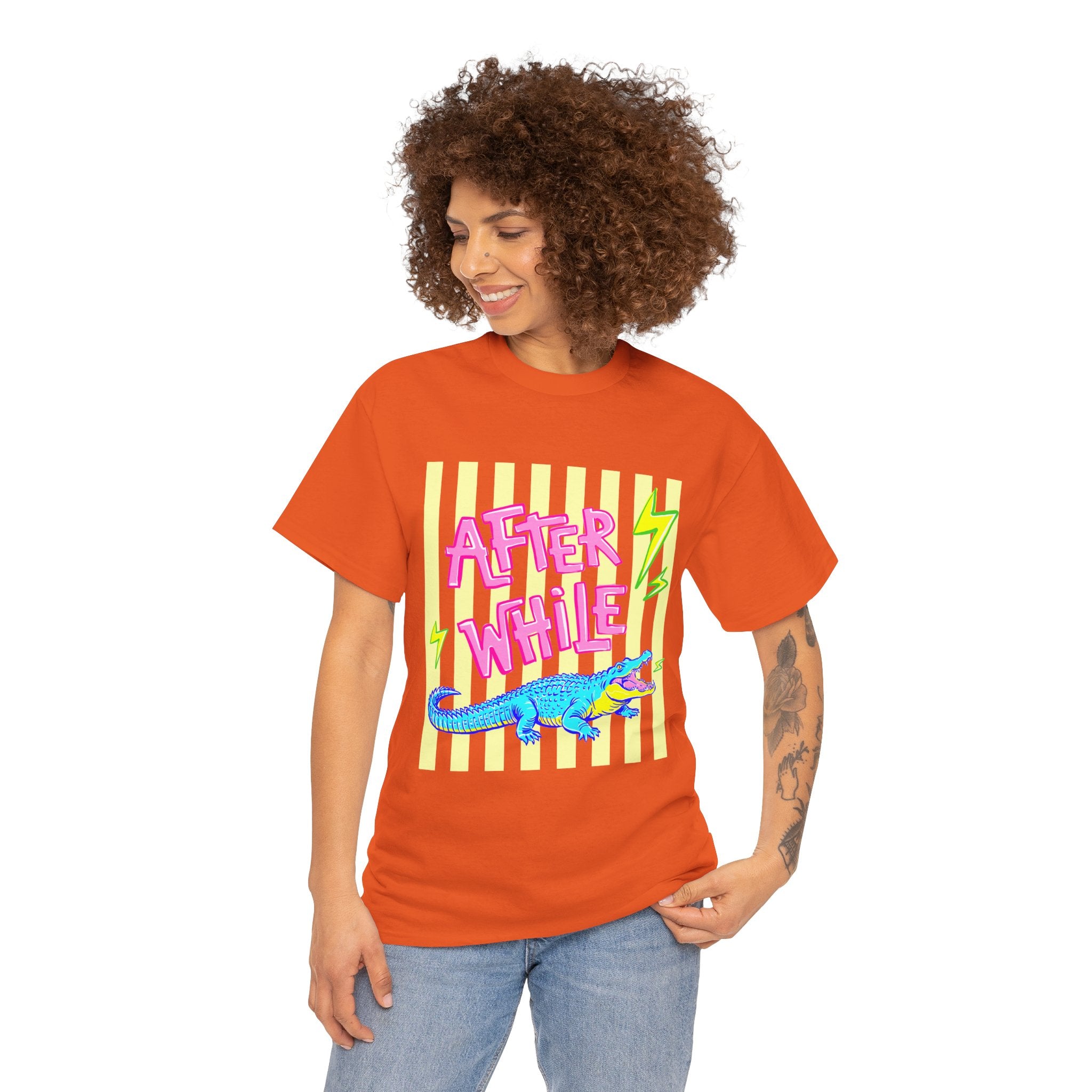 After While Alligator T-Shirt — Retro Neon Graphic Tee