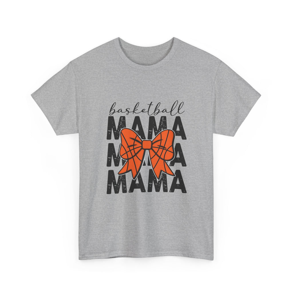 Basketball Mama T-Shirt — 'Basketball' Script with Orange Bow Design