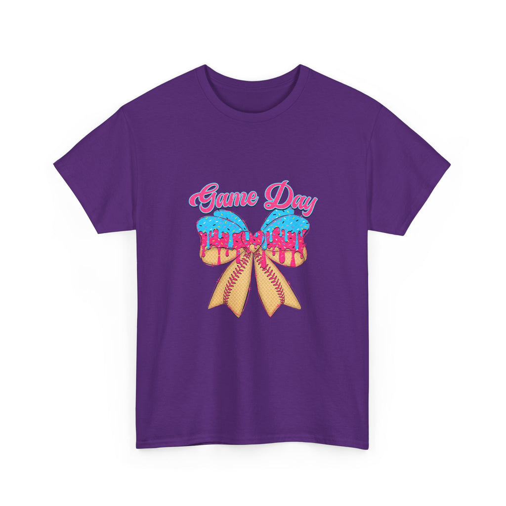 Game Day Cheer T-Shirt — Pink & Blue Pom Pom Cheerleading Tee