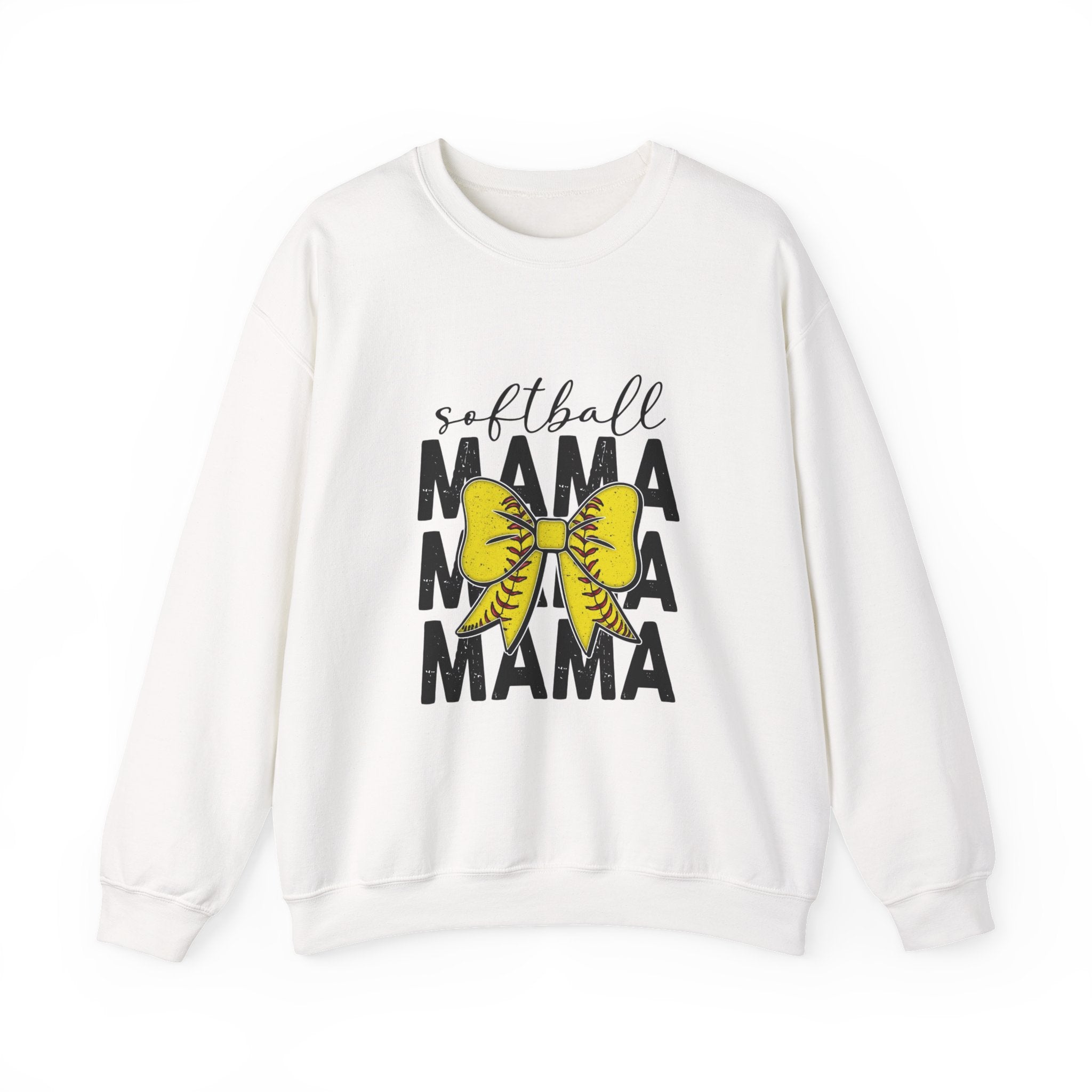 Softball Mama Crewneck Sweatshirt - Yellow Bow Softball Mom Pullover