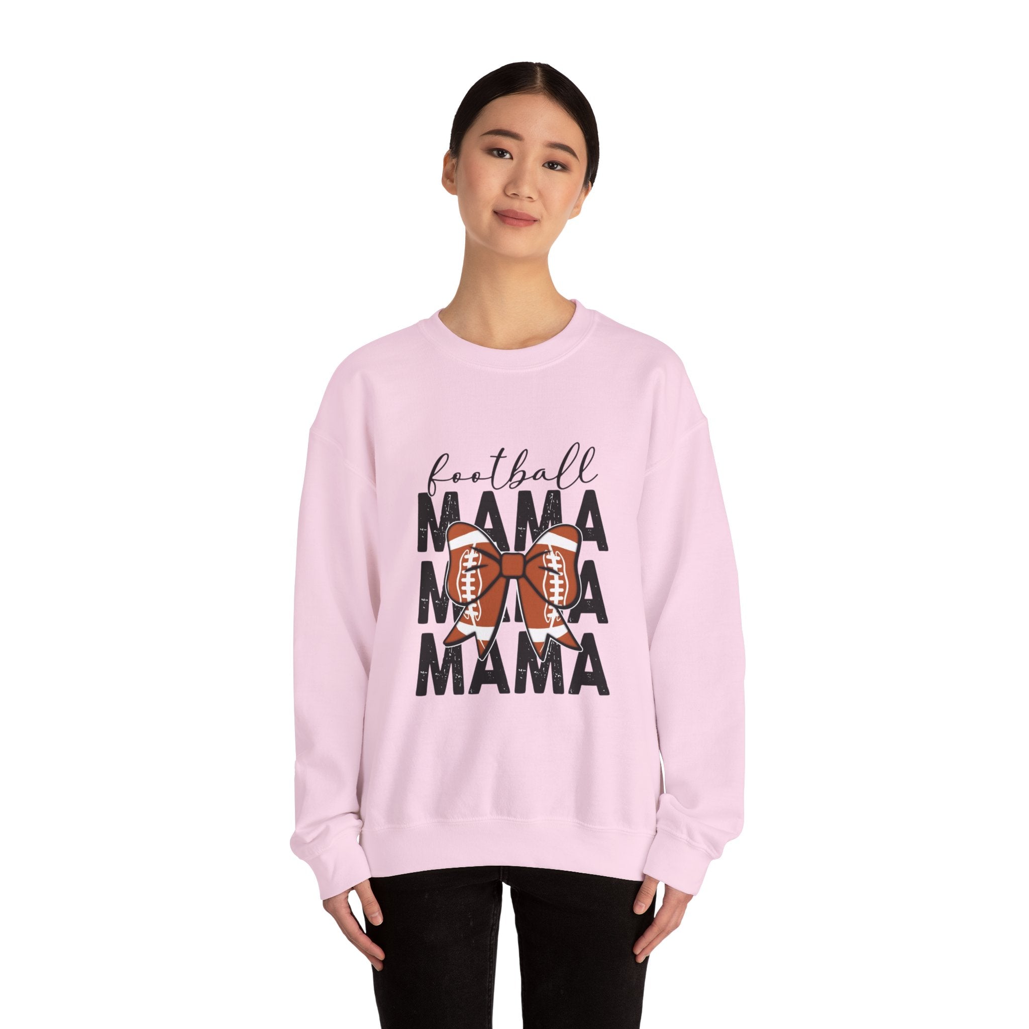 Football Mama Crewneck Sweatshirt — 'Football Mama Mama Mama' Bow Design