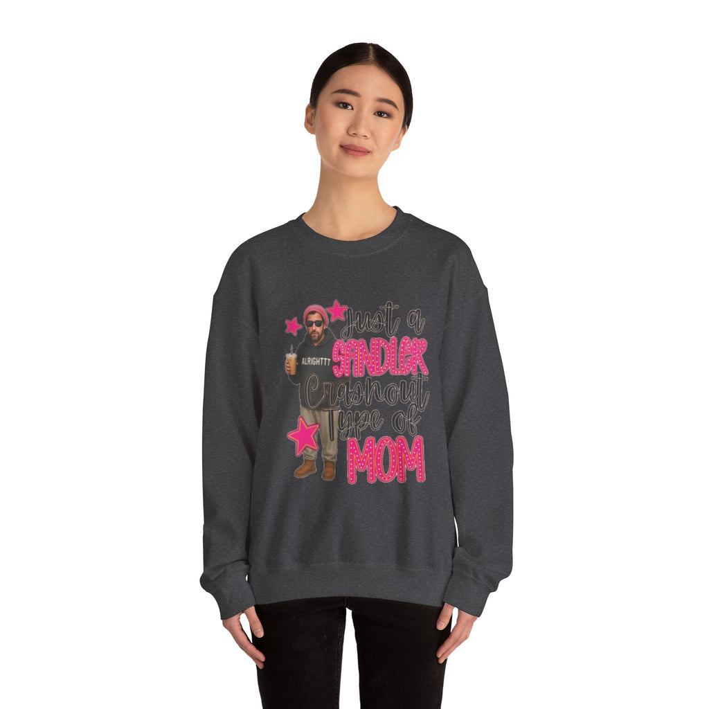 Crewneck Sweatshirt — “Just a Tinder Swipe Away Type of Mom” Funny Mom Graphic