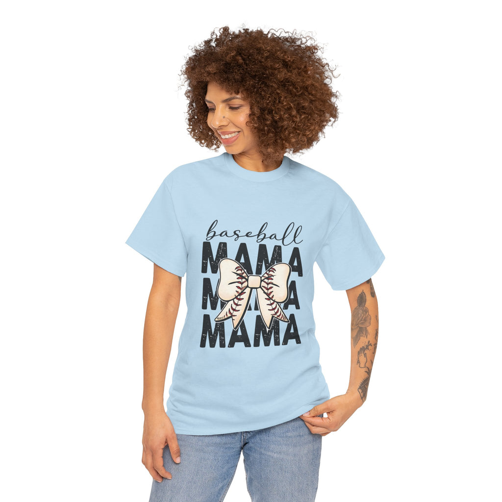Baseball Mama T-Shirt — Cute Bow Baseball Mom Tee