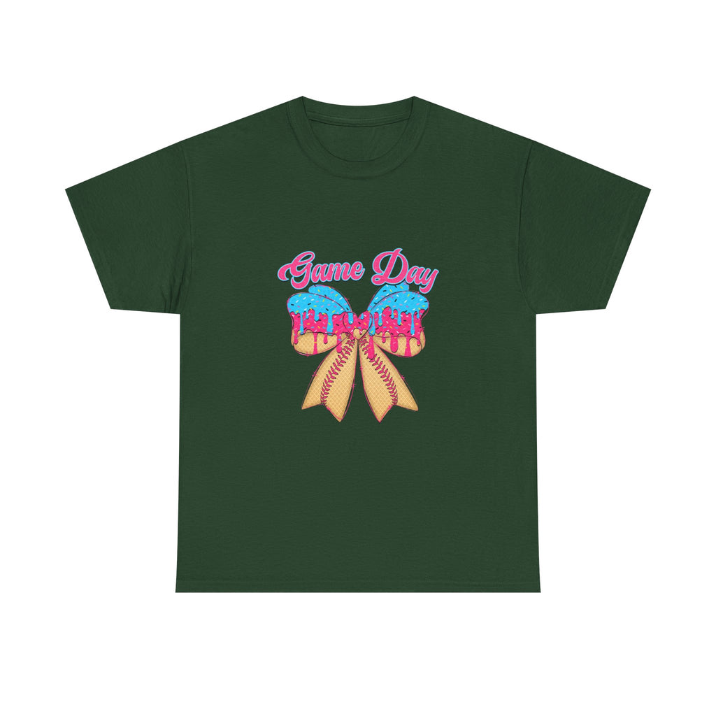 Game Day Cheer T-Shirt — Pink & Blue Pom Pom Cheerleading Tee
